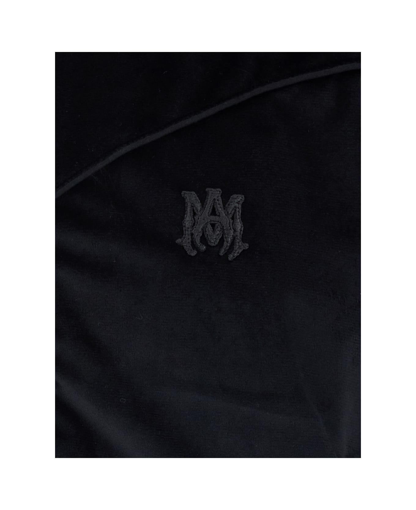 AMIRI Black Jacket With High Neck And Logo Embroidery On The Front In Velvet Man - Black