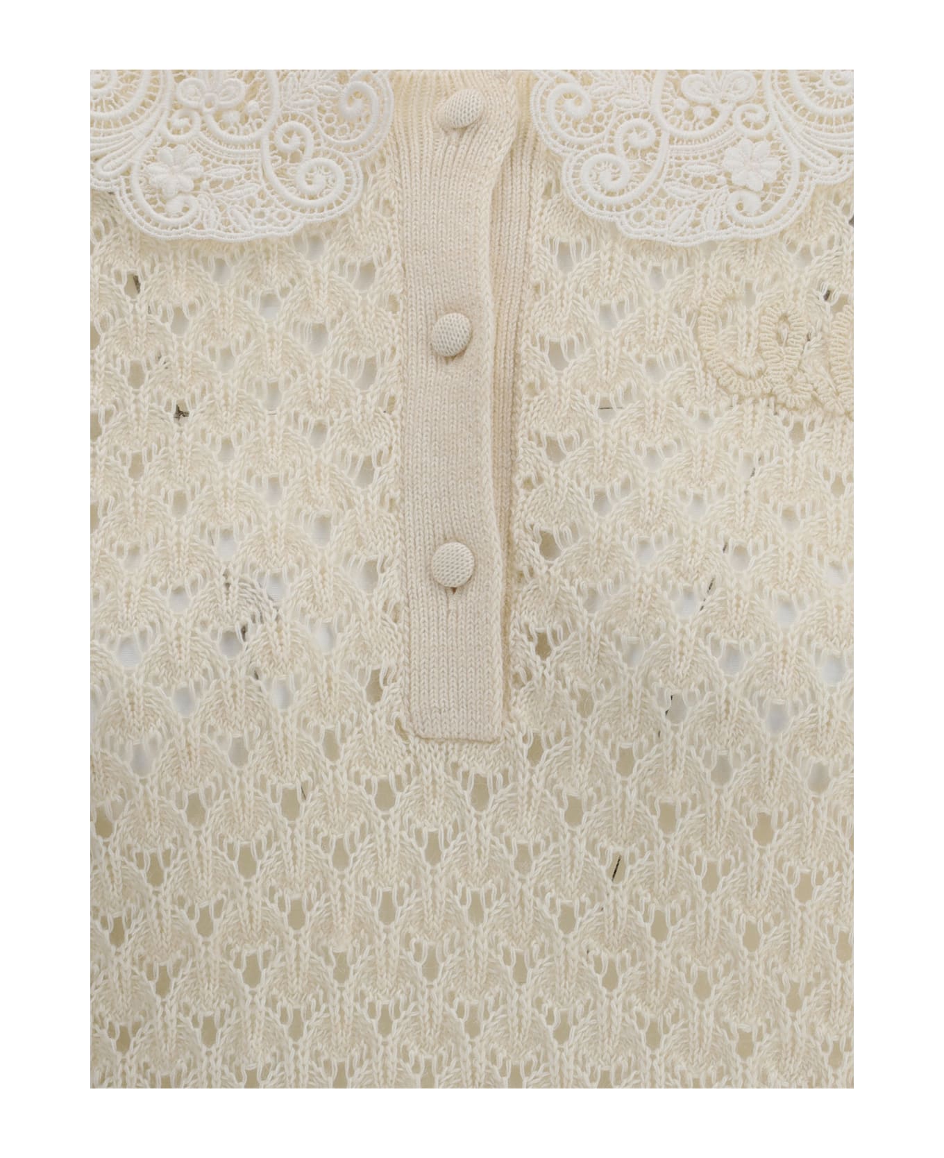 Chloé Sweater With Lace Collar - White