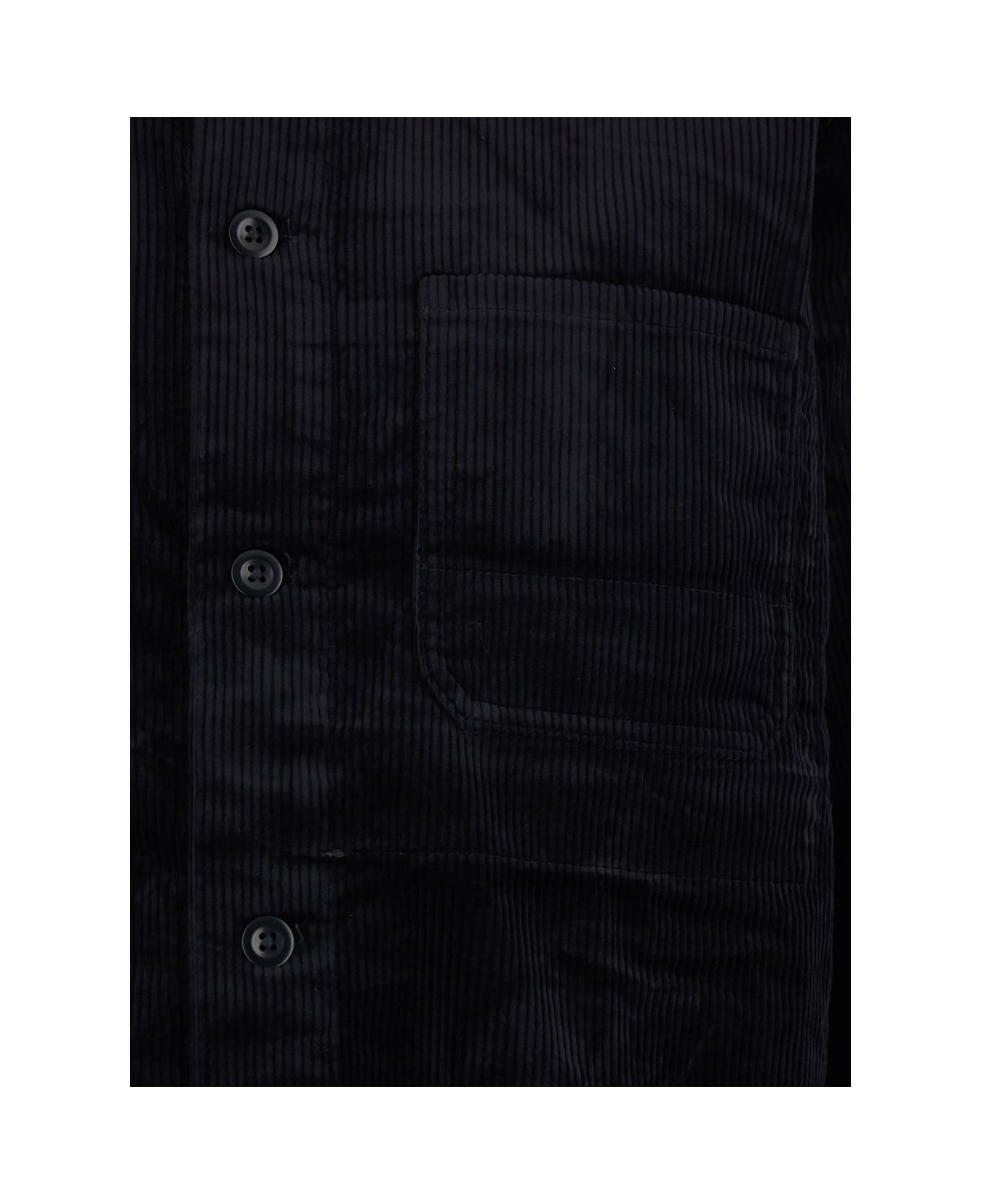 Polo Ralph Lauren Black Jacket With Classic Collar And One Front Patch Pocket In Corduroy Woman - Black