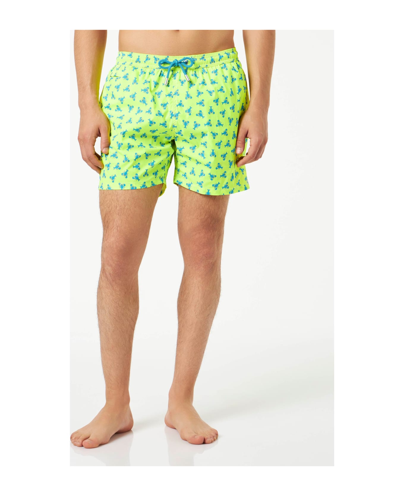 MC2 Saint Barth Man Light Fabric Comfort Swim Shorts With Lobster Print - YELLOW