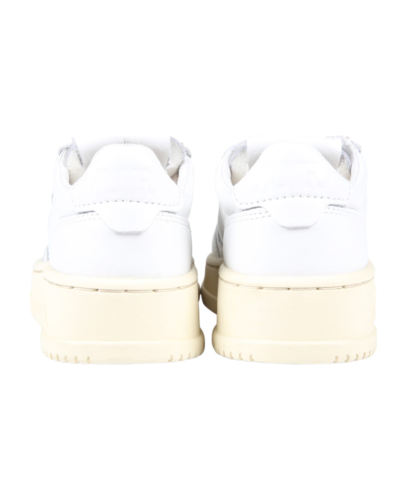 Autry White Sneakers For Kids With Ivory Deatils - White