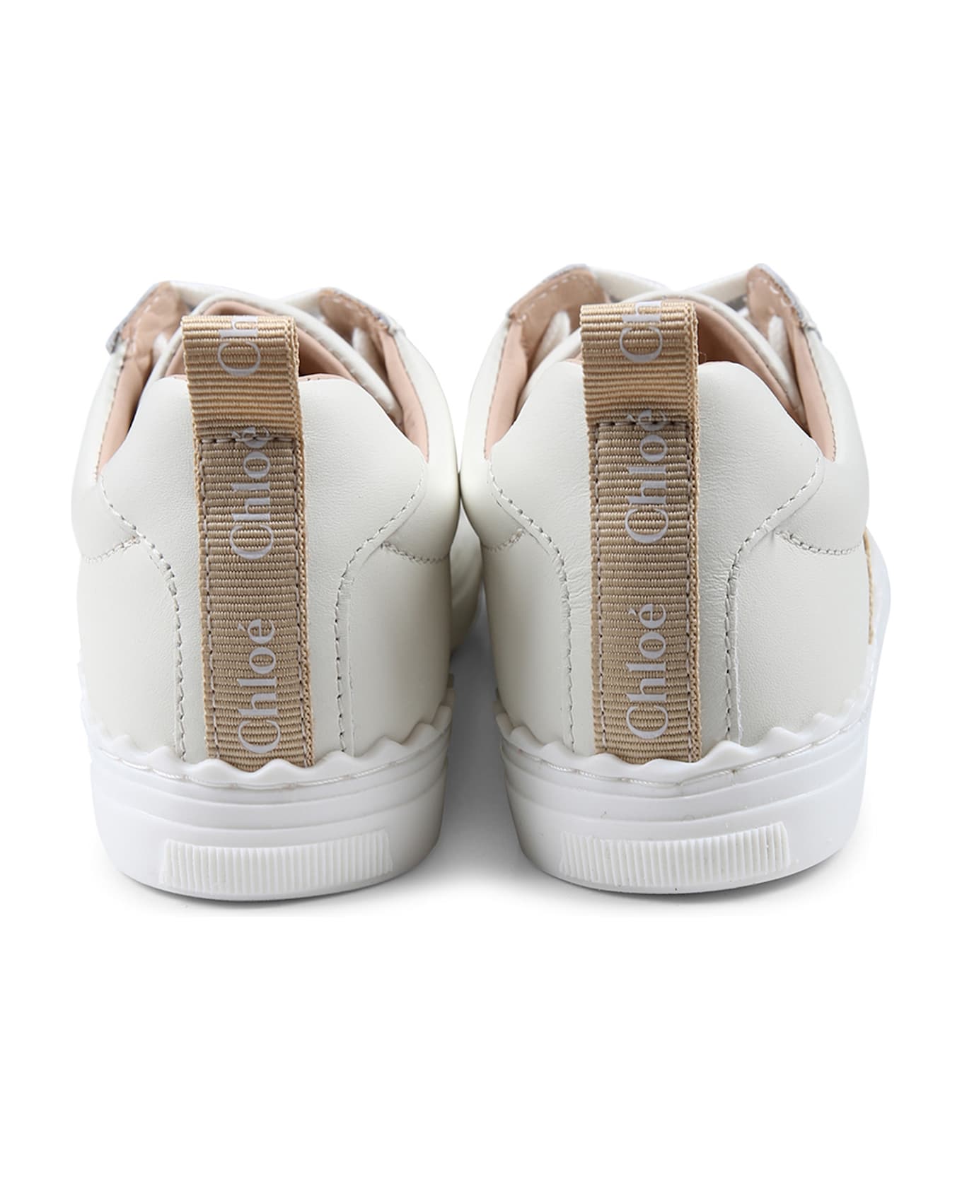 Chloé Ivory Sneakers For Girl With Logo - Ivory