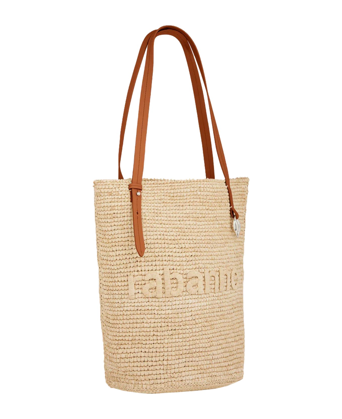 Paco Rabanne Logo Embroidered Woven Bucket Bag - Shiny Beige トートバッグ