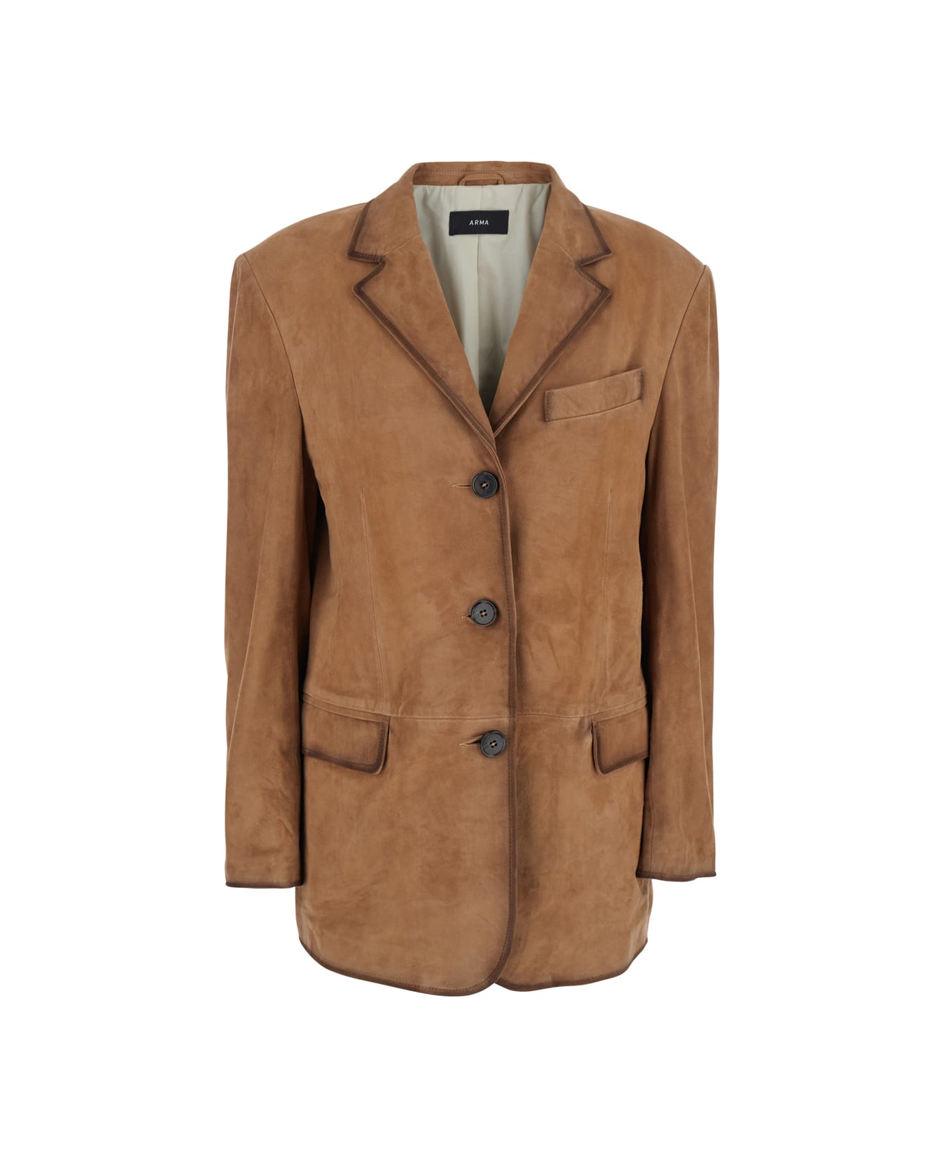 ARMA 
modena
 Beige Single-breasted Jacket With Classic Lapels In Suede Woman - Beige