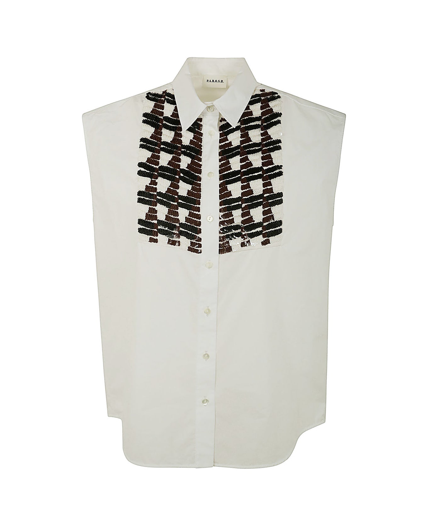 Parosh Sequined Plastron Shirt - White シャツ