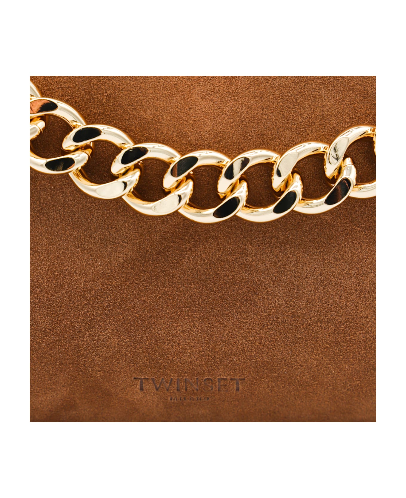 TwinSet Brown Leather Liliane Shoulder Bag - Leather Brown