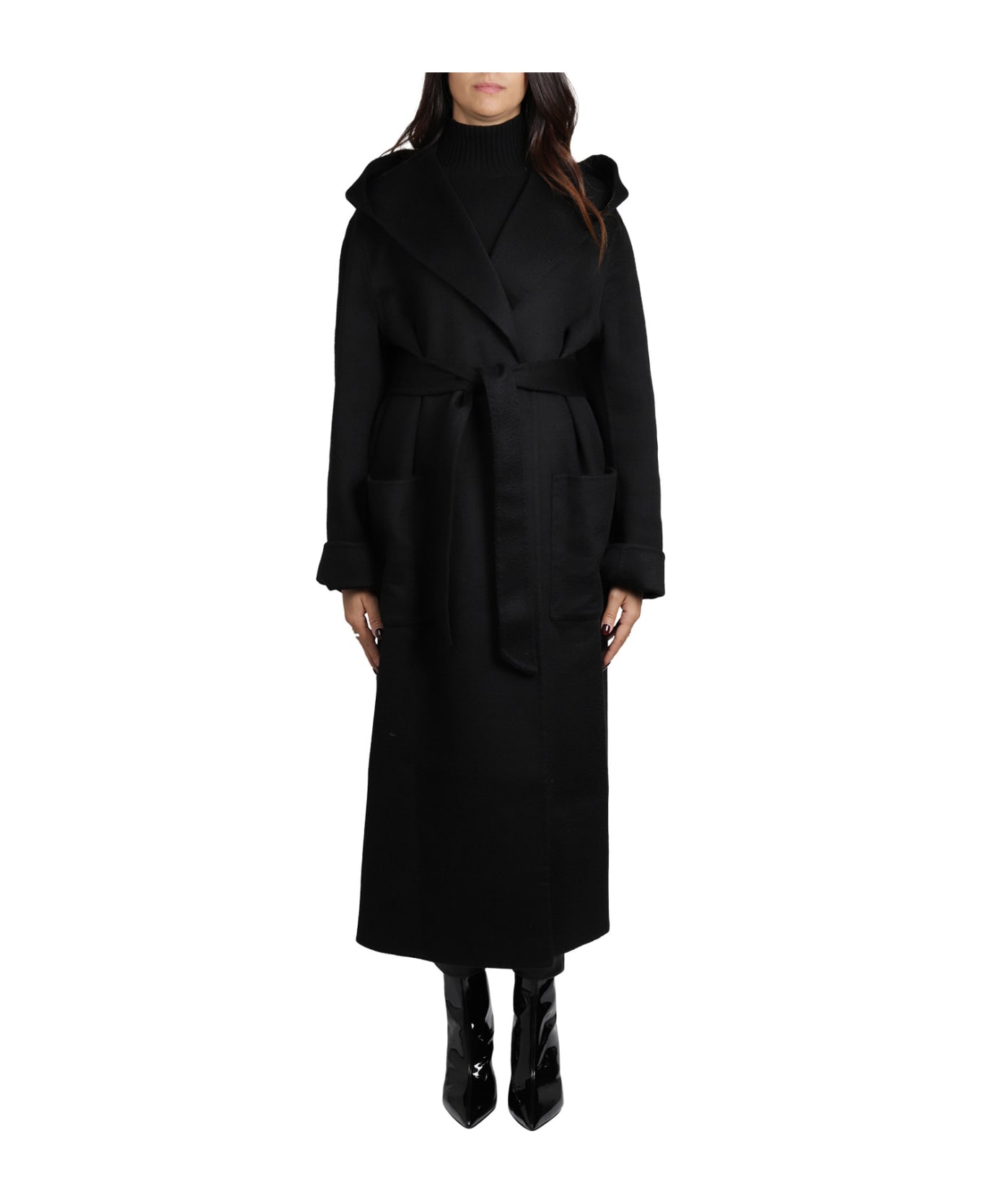 Sorelle Secli Black Long Coat | italist, ALWAYS LIKE A SALE