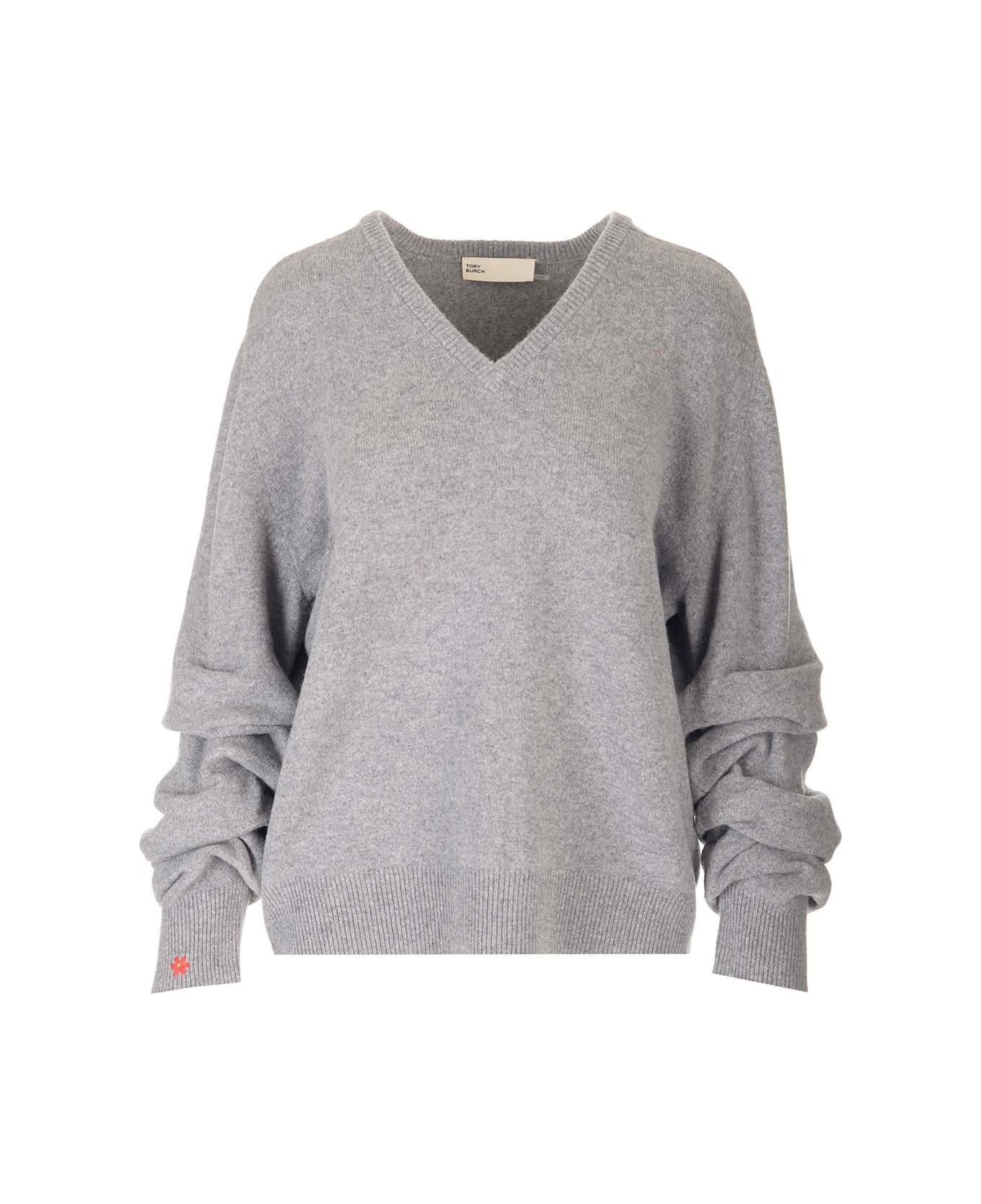 Tory Burch Gathered Sleeves Sweater - Grey