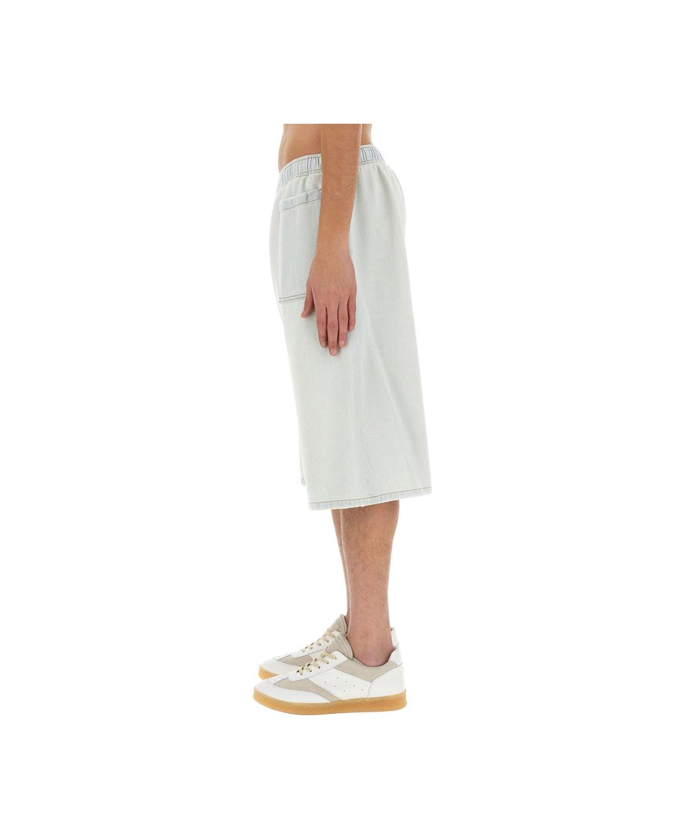 MM6 Maison Margiela Oversized Denim Bermuda Shorts - Light Blue