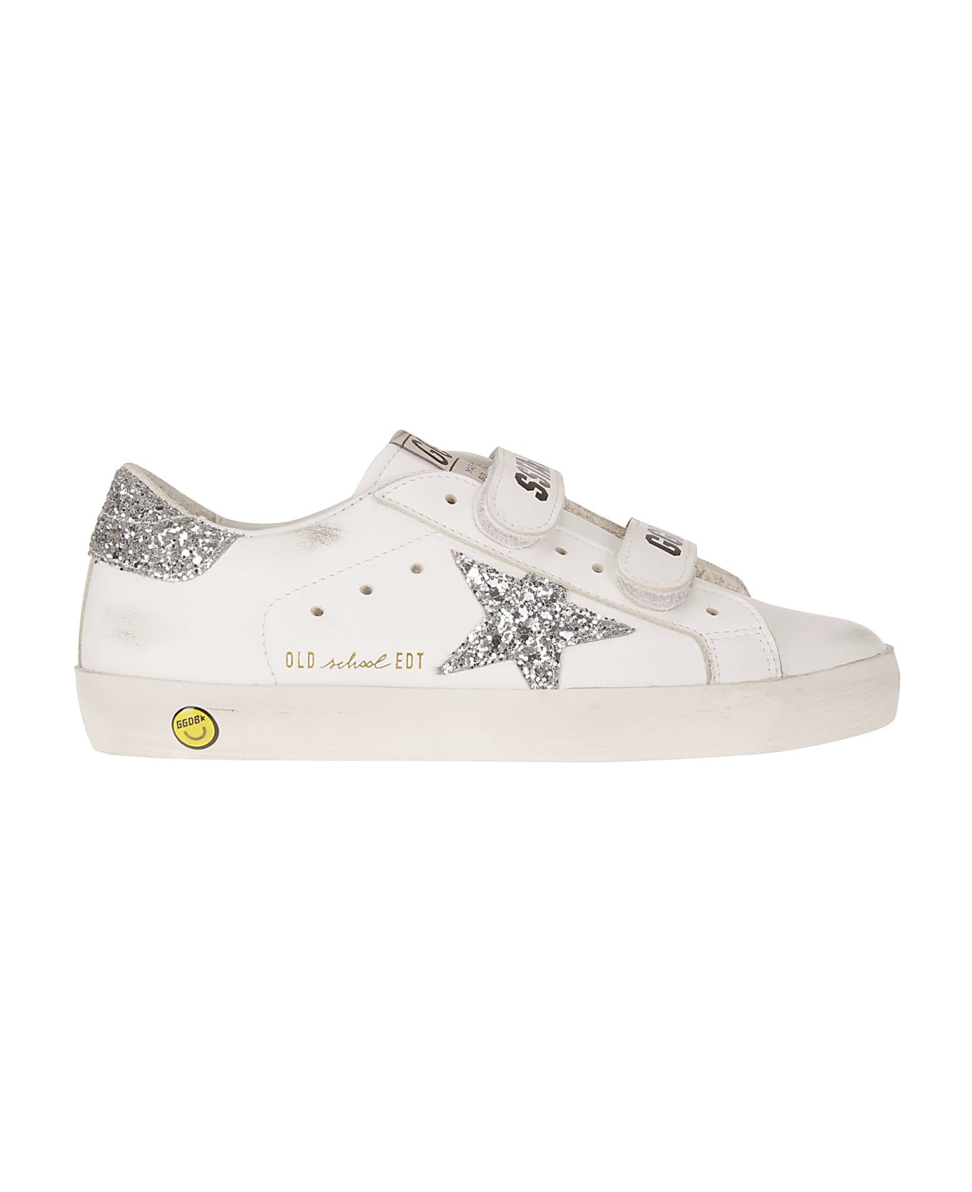 Golden Goose Old School Leather Upper Suede Toe Glitter Star - WHITE/ICE/SILVER