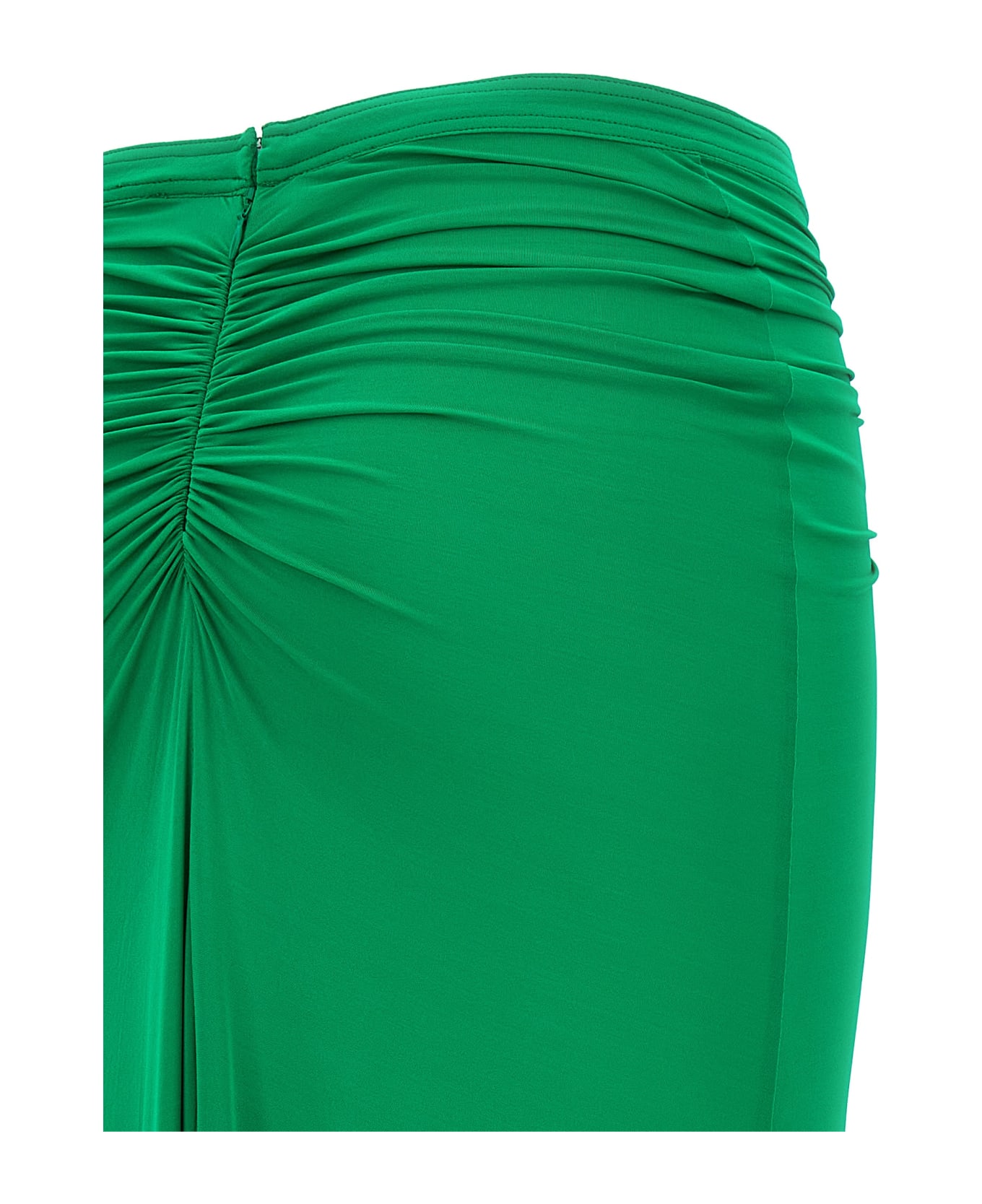 Paco Rabanne Draped Skirt In Emerald Green Jersey - Green
