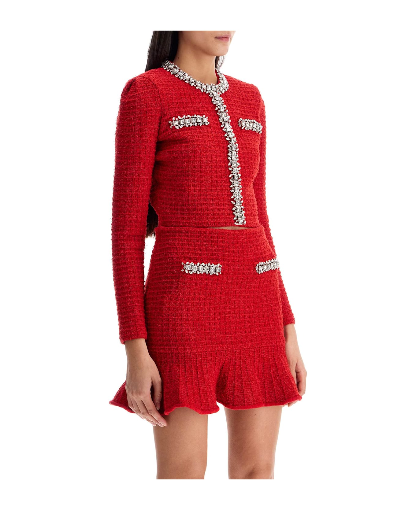 self-portrait Knit Jacket - RED (Red)
