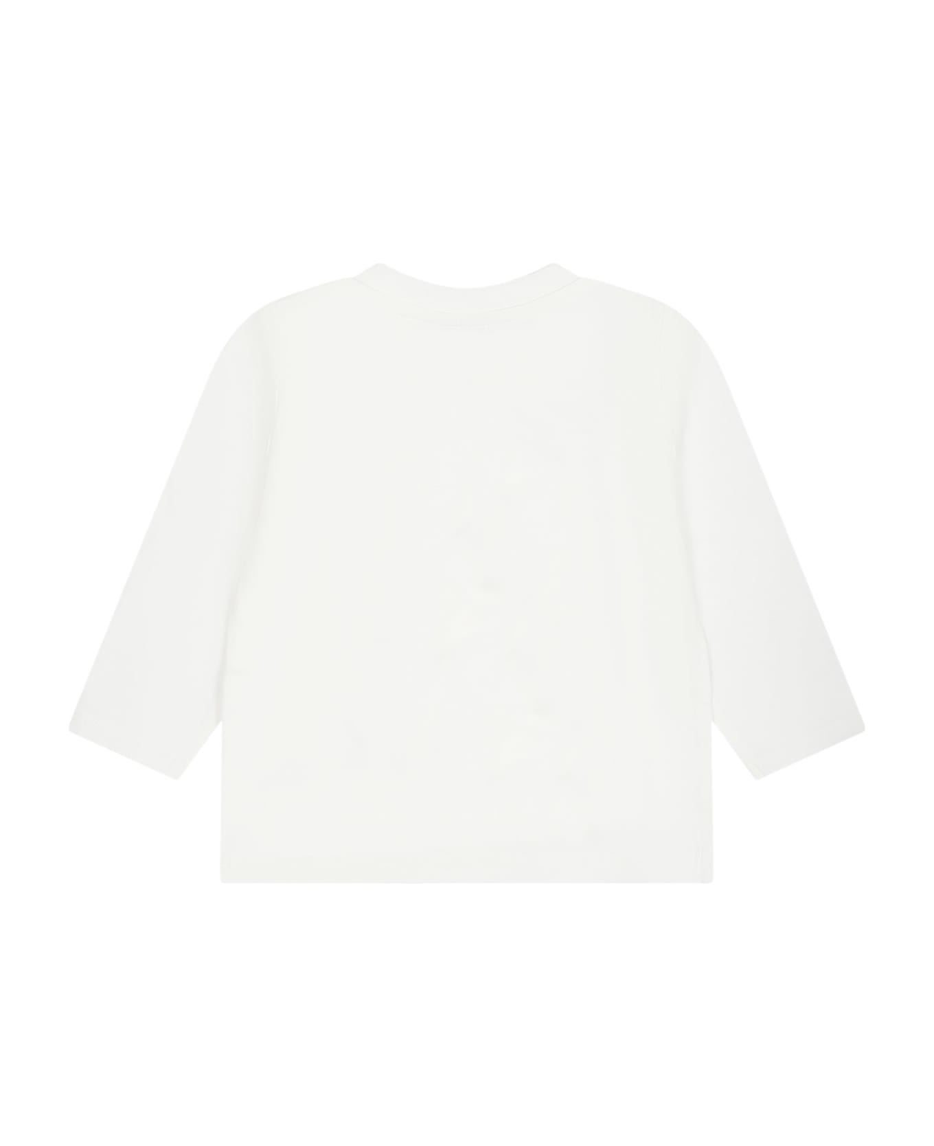 Stella McCartney Kids White T-shirt For Baby Girl With Penguin Print - Ivory