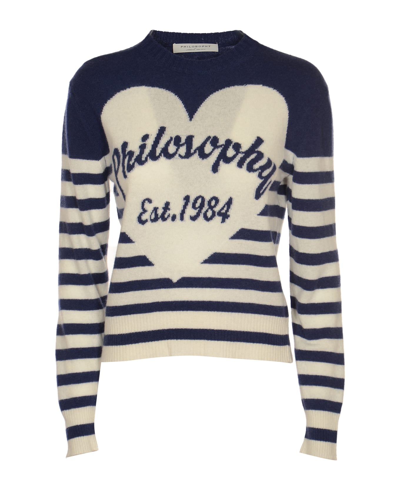 Philosophy di Lorenzo Serafini Logo Embroidered Stripe Sweater - Blue ニットウェア