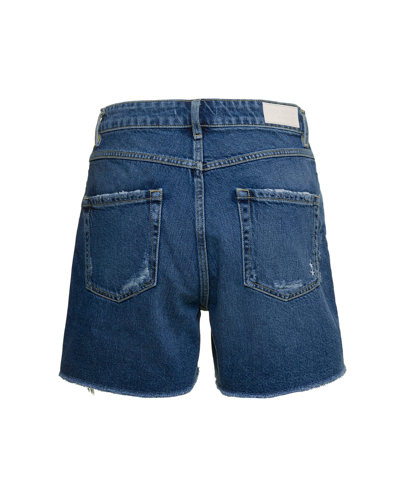 Icon Denim 'sam' Blue Shorts With Raw Edge In Cotton Denim Woman - Blu