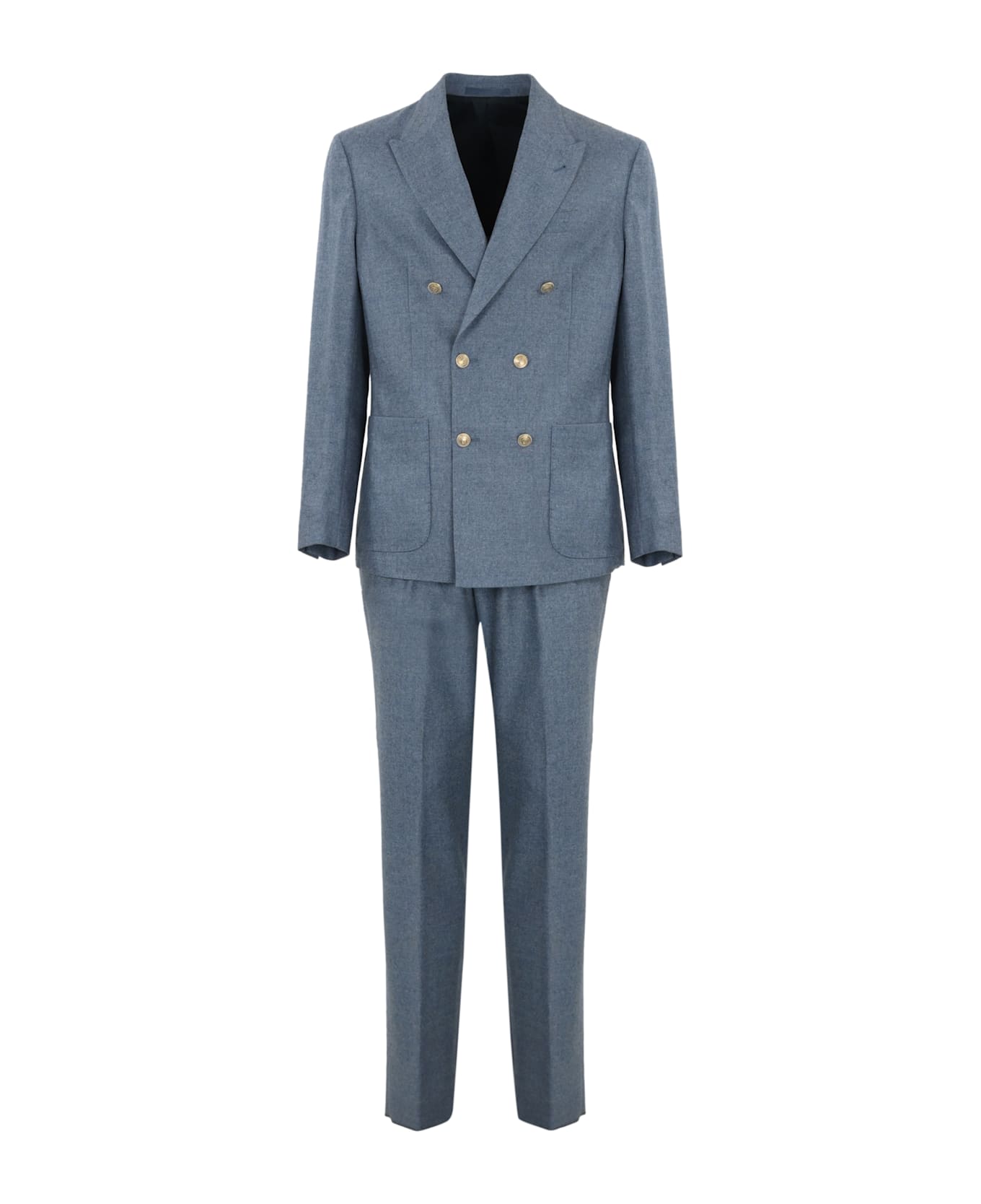 Eleventy Double-breasted Wool Suit - Denim