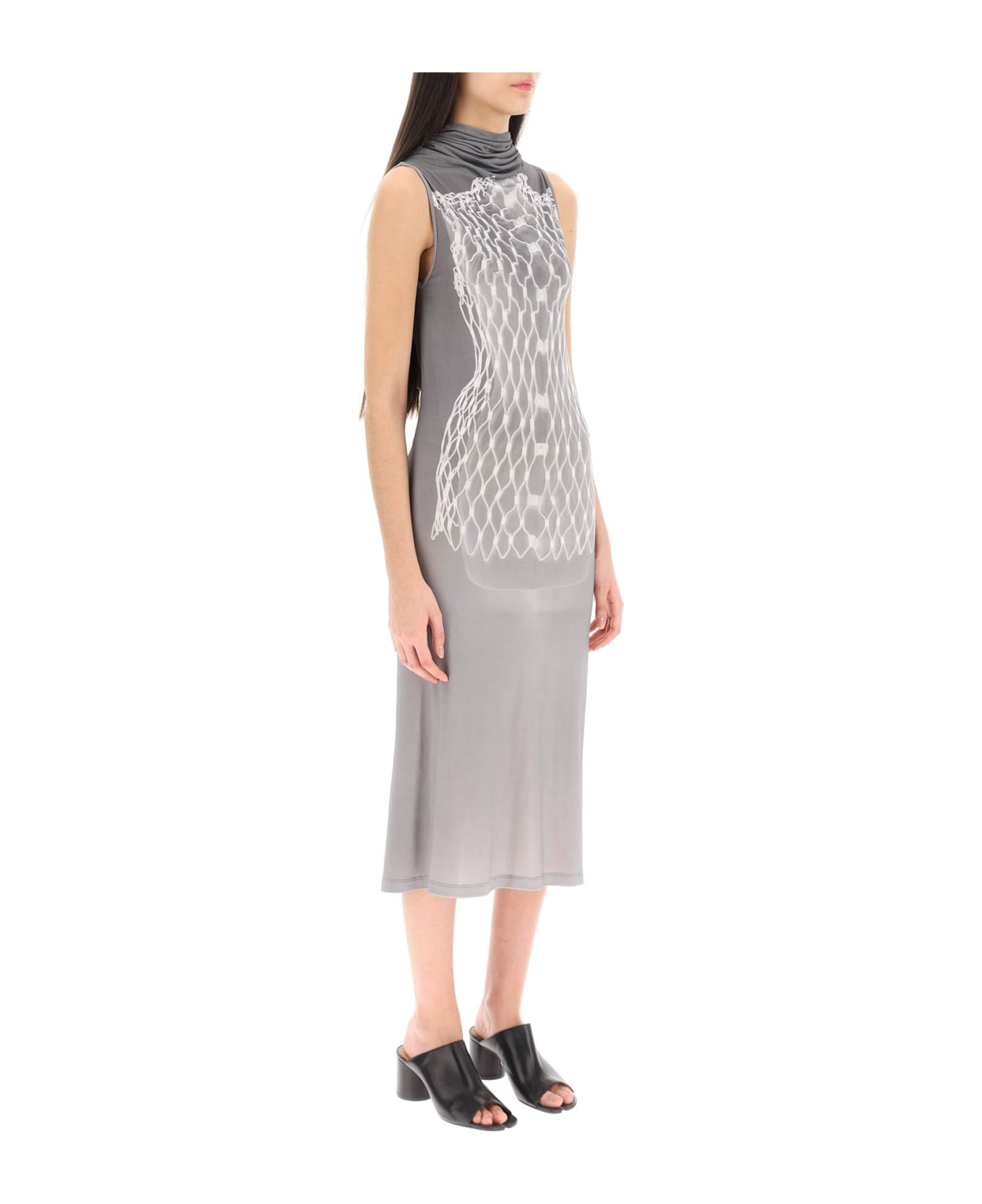 MM6 Maison Margiela Dummy Print Jersey Midi Dress - GREY (Grey)