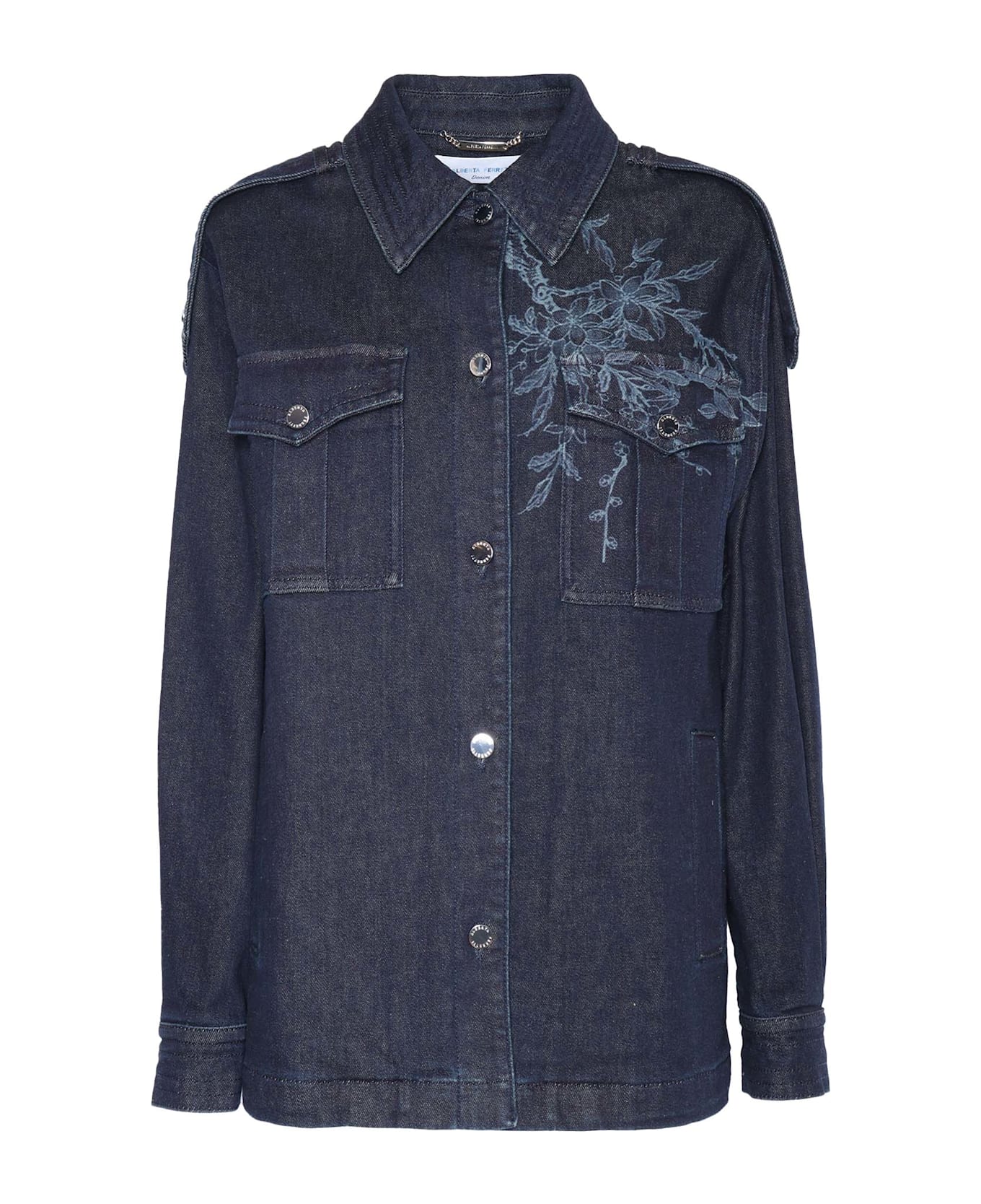 Alberta Ferretti Blue Denim Jacket With Embroidery - BLUE