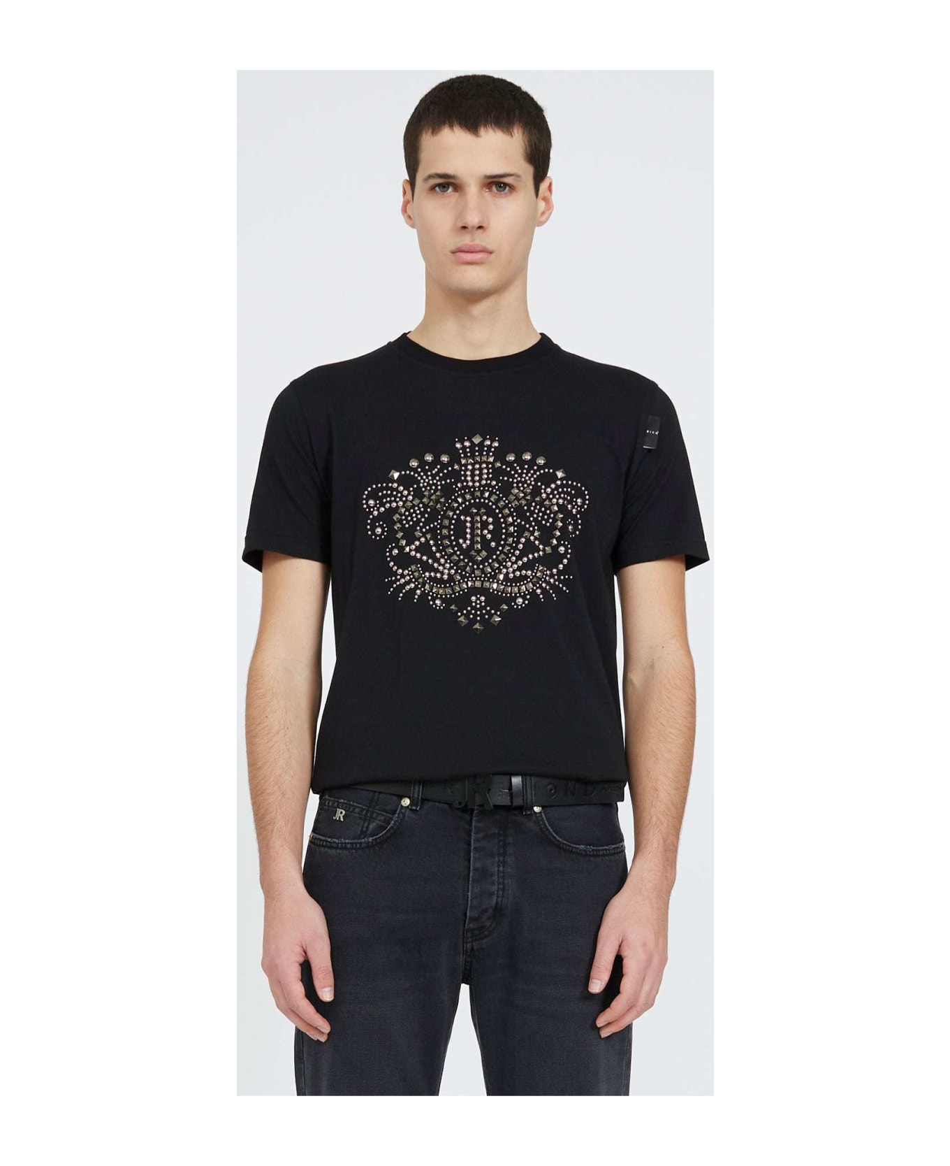 John Richmond T-shirt With Decorative Studs On The Front - Nero