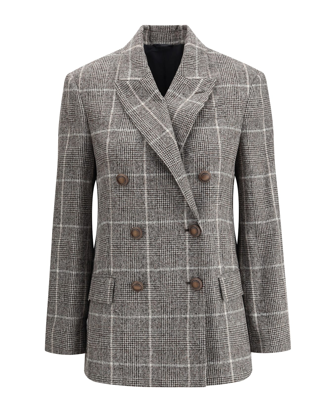 Brunello Cucinelli Alpaca And Wool Prince De Galles Blazer