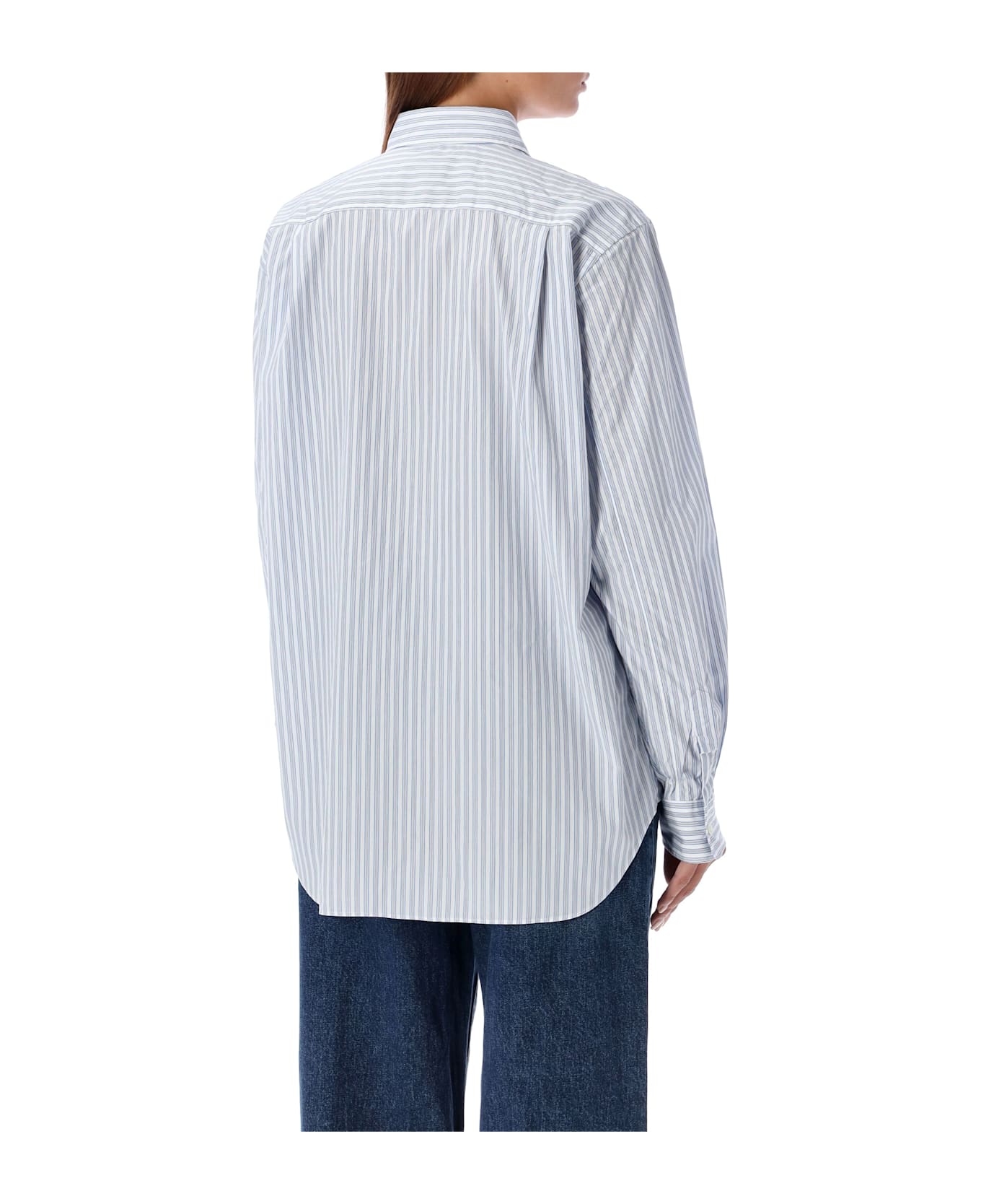 Comme des Garçons Play Heart Patch Shirt - BLUE STRIPE