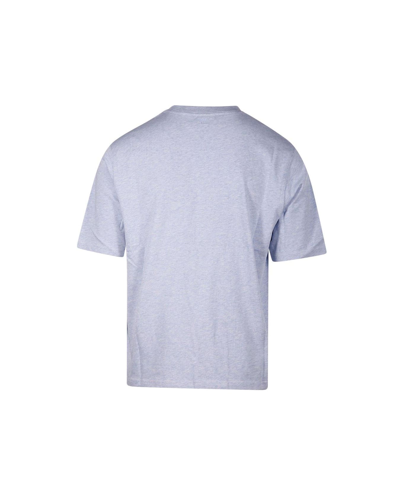 Ami Alexandre Mattiussi Paris De Coeur Logo Embroidered Crewneck T-shirt - Blue Tシャツ