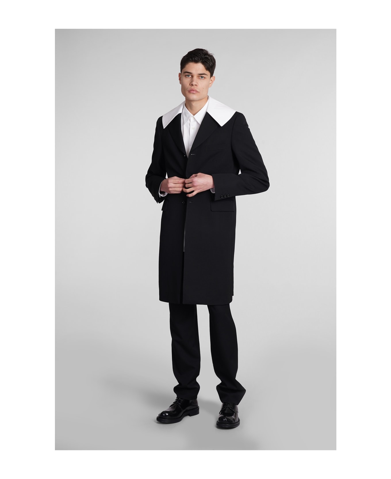 Comme Des Garçons Homme Plus Coat In Black Wool - black コート