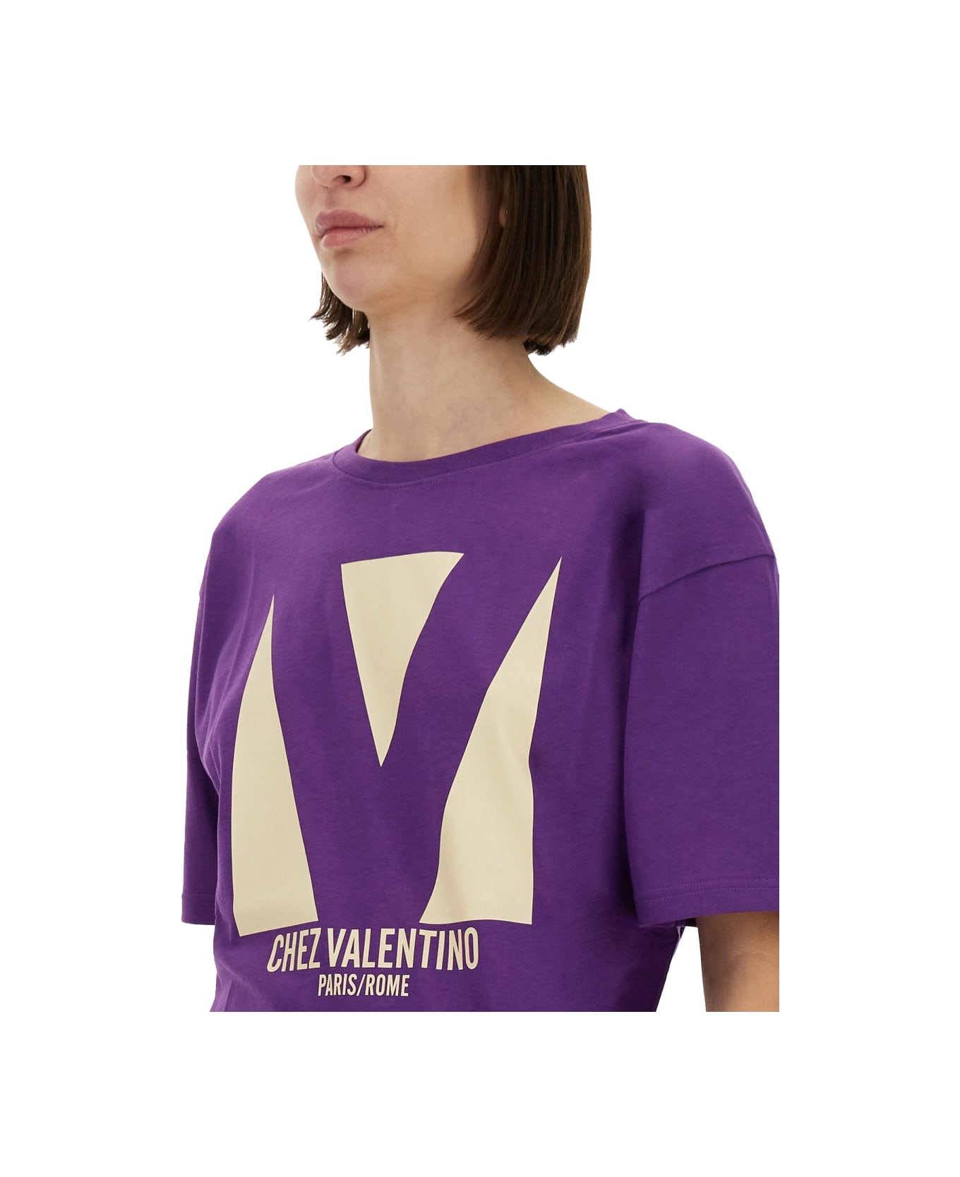 Valentino "chez Valentino" Print T-shirt - PURPLE