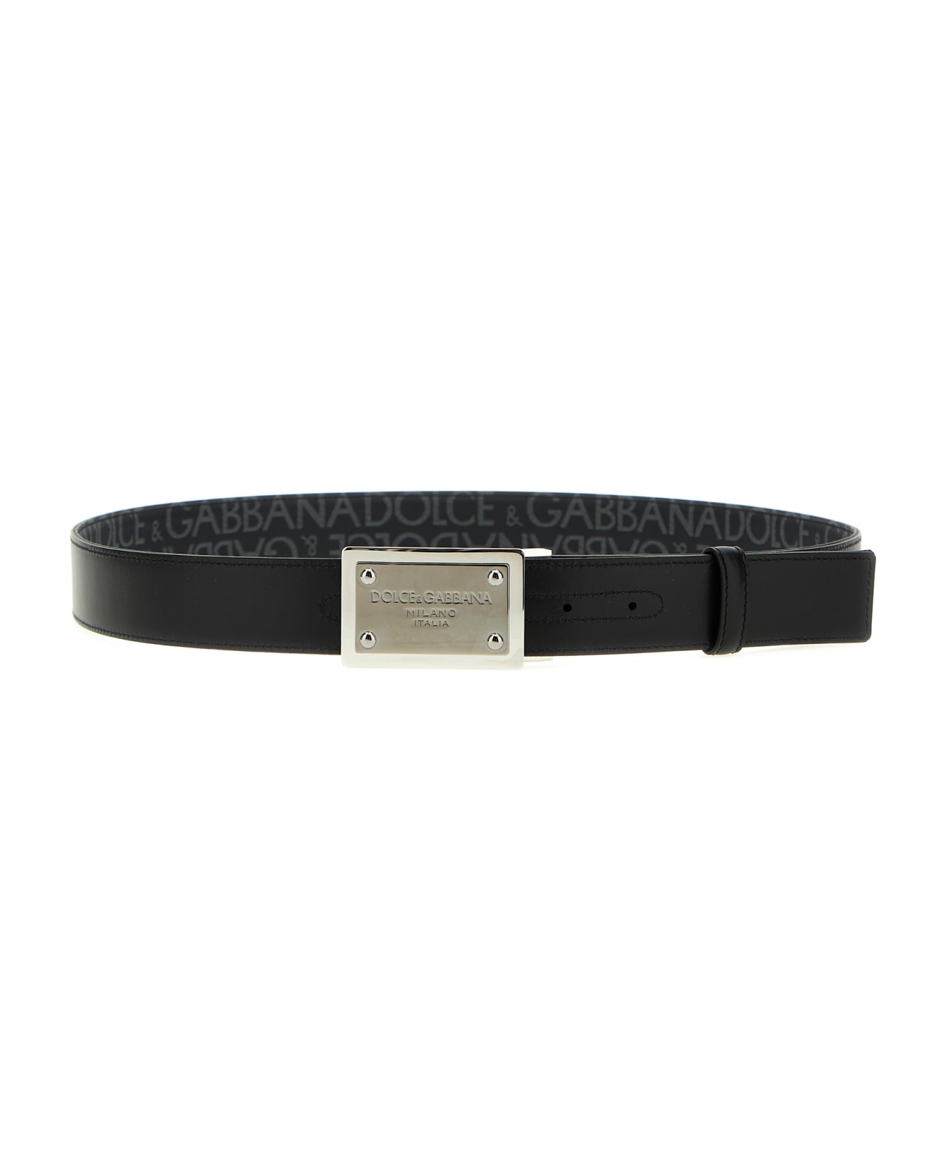 Dolce & Gabbana Reversible Logo Belt - Black / Black
