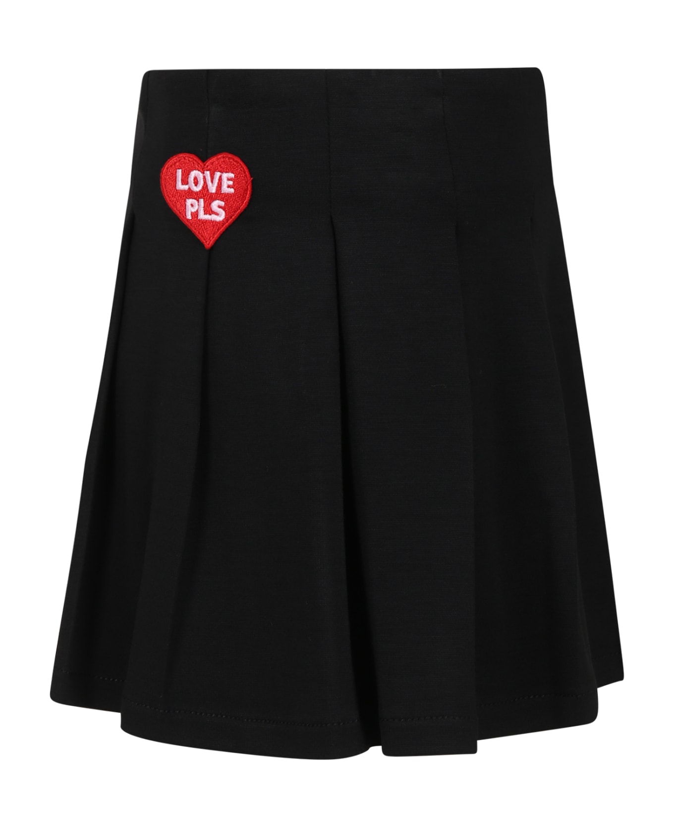 Philosophy di Lorenzo Serafini Kids Black Skirt For Girl With Heart - Black