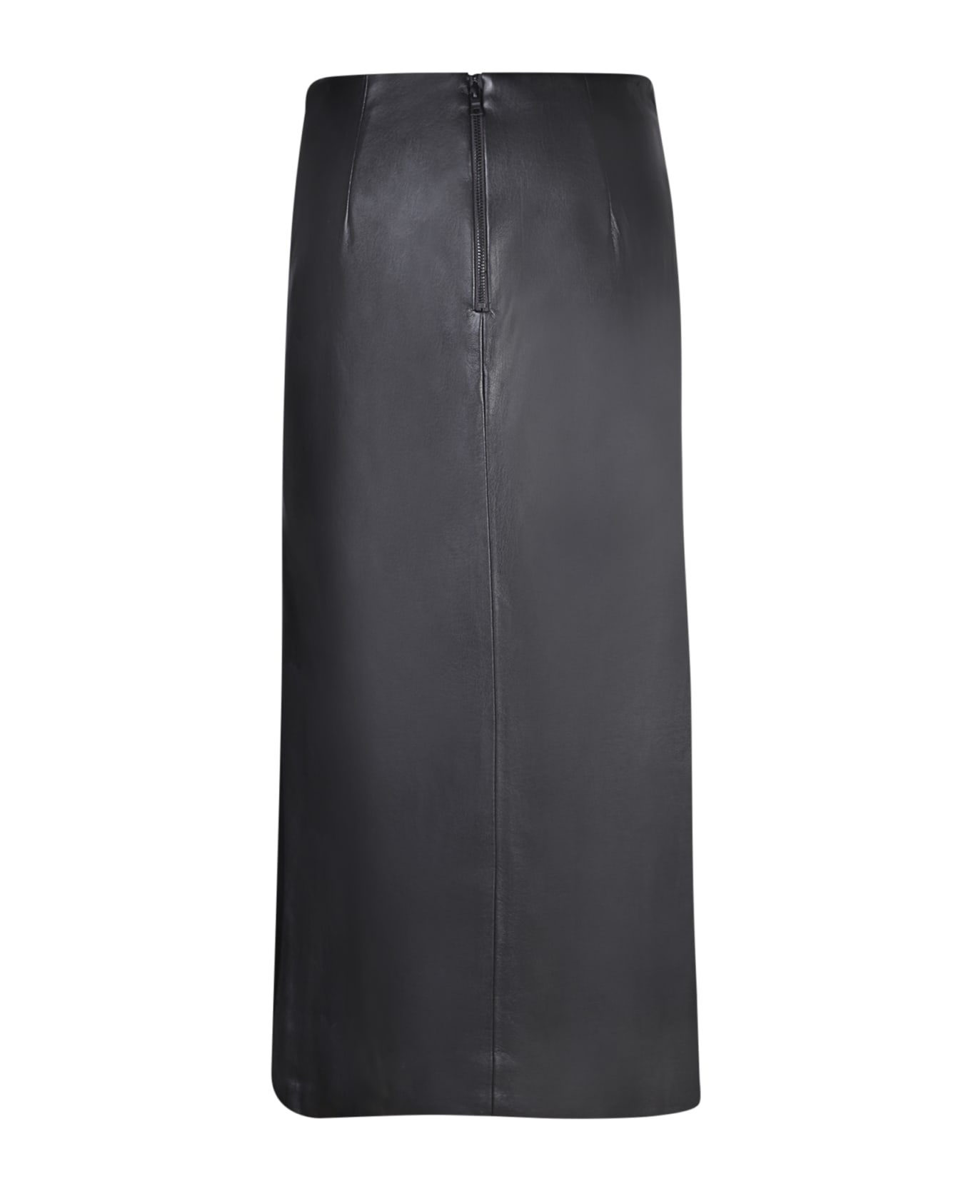 Alice + Olivia Black Vegan Leather Midi Skirt - Black