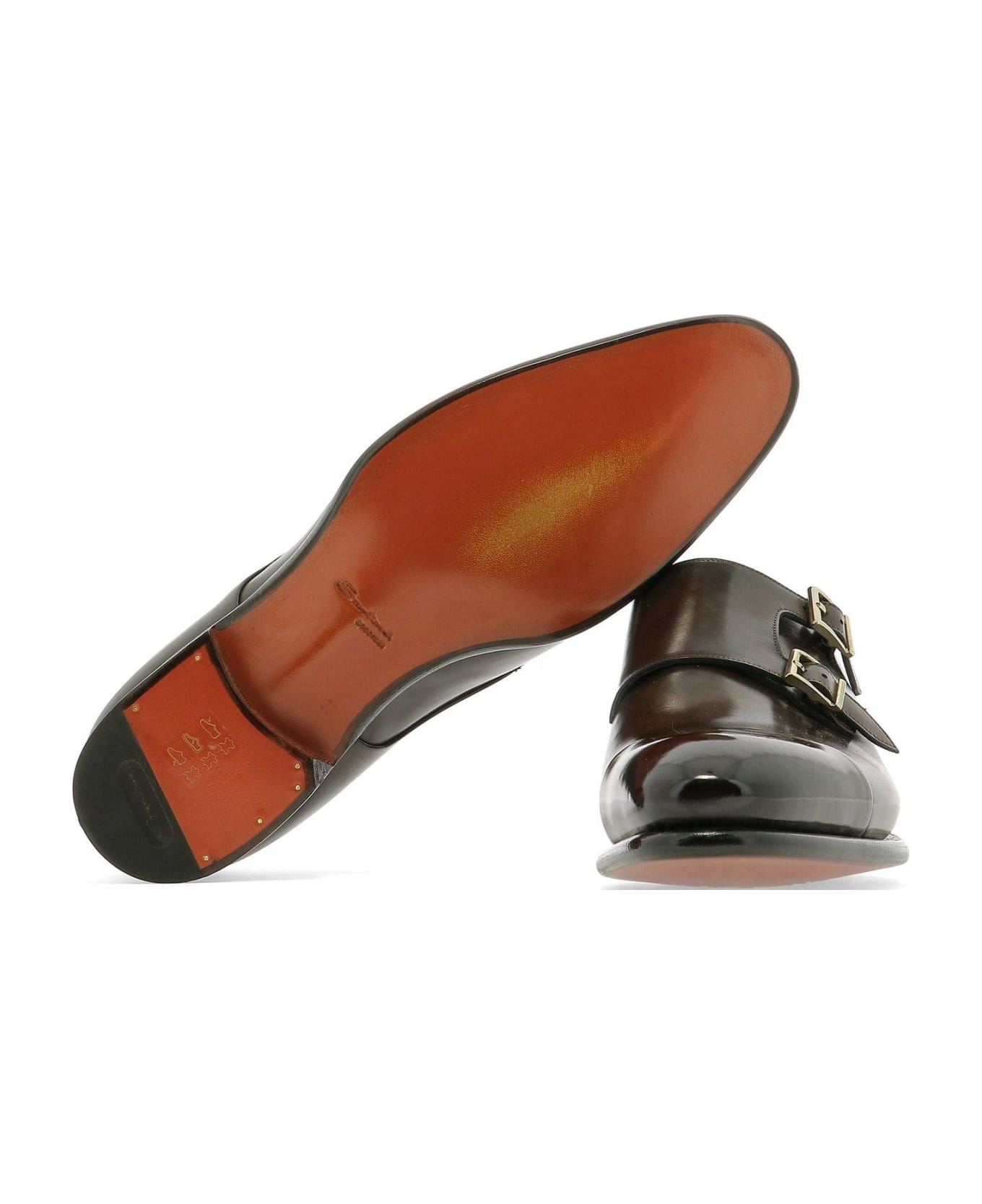 Santoni Buckle Detailed Slip-on Monk Shoes - Brown