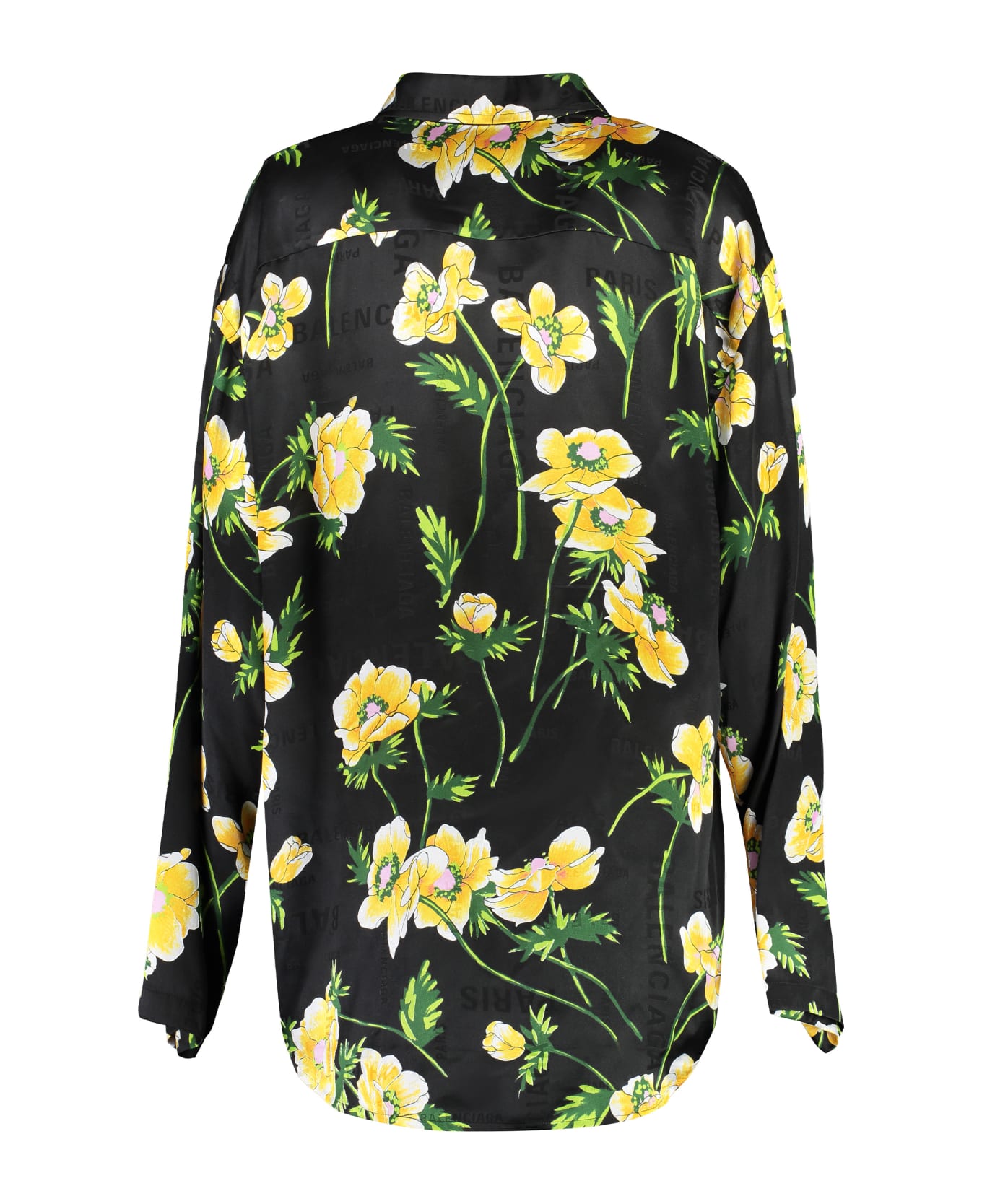 Balenciaga Silk Shirt With Floral Pattern - black シャツ