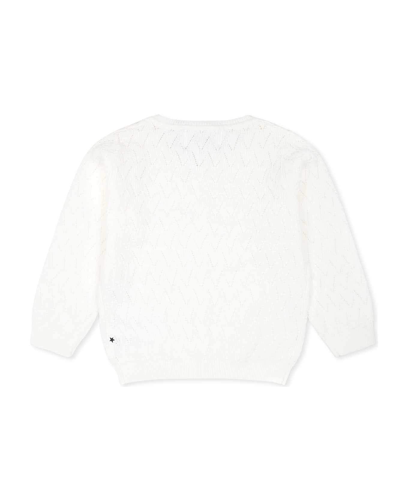 Molo White Cardigan For Baby Girl - White