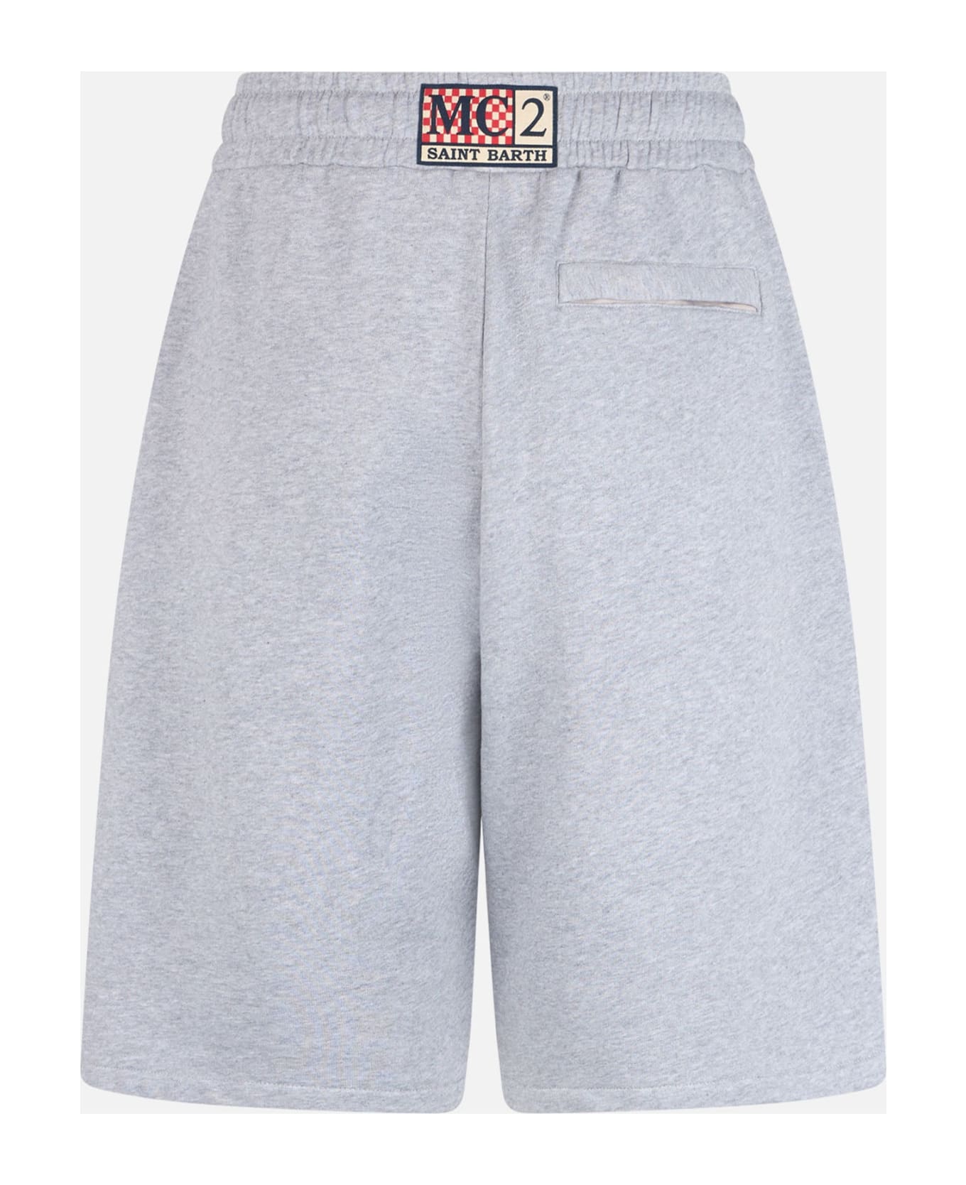 MC2 Saint Barth Man Mélange Grey Cotton Fleece Bermuda Shorts Randle - GREY