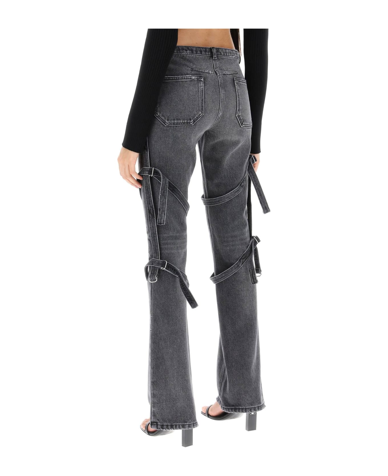 Courrèges Bootcut Jeans With Straps - STONEWAHSED GREY (Grey)