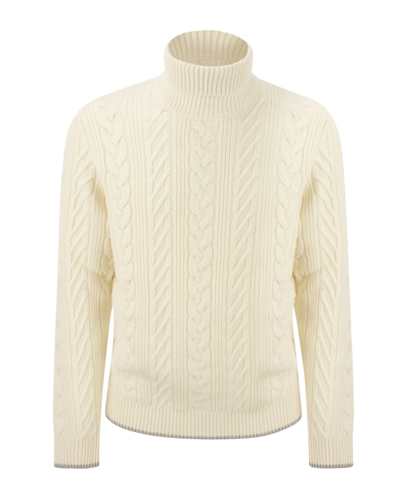 Peserico Wool And Cashmere Cable-knit Turtleneck Sweater - Cream ニットウェア