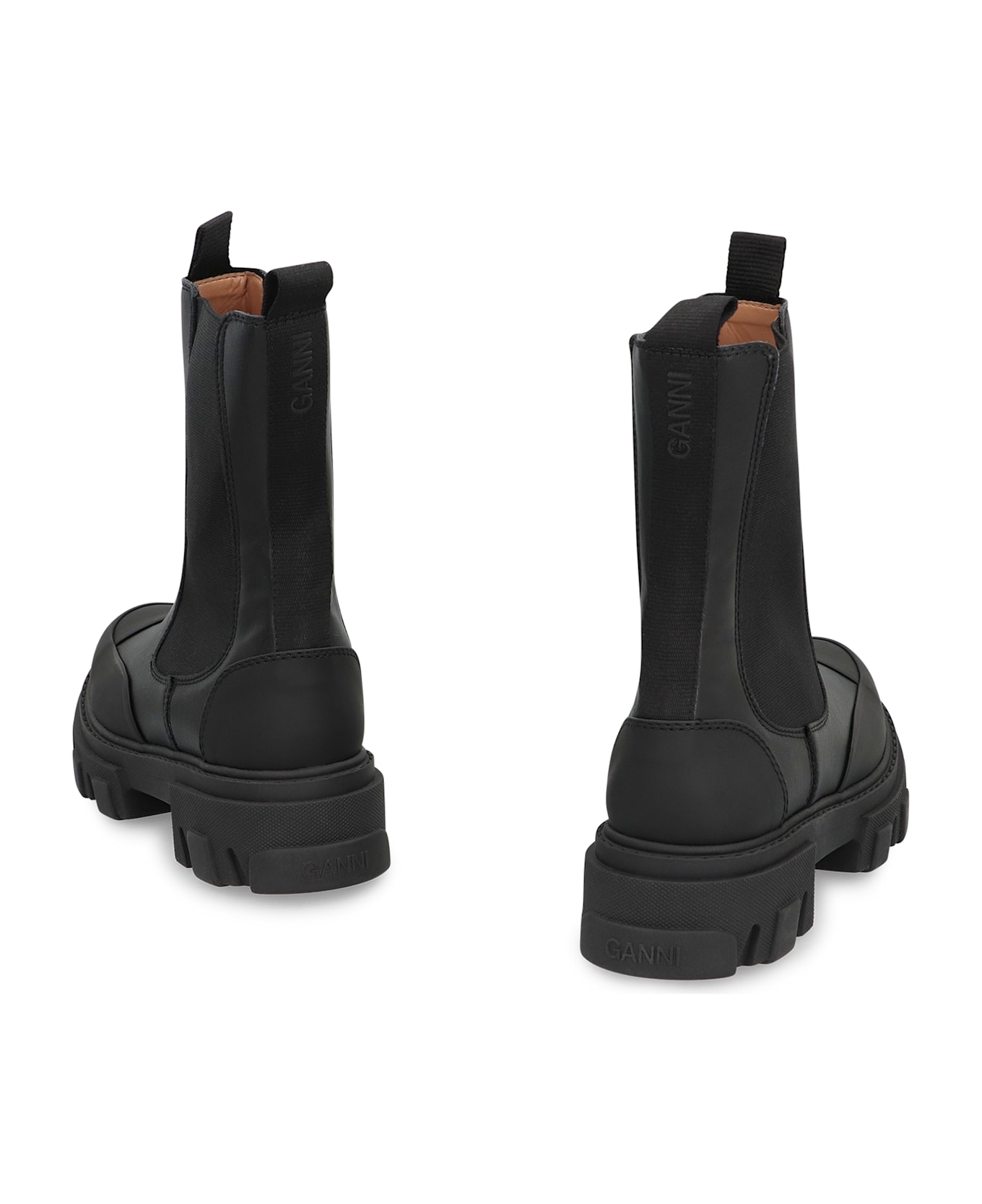 Ganni Leather Chelsea Boots - black