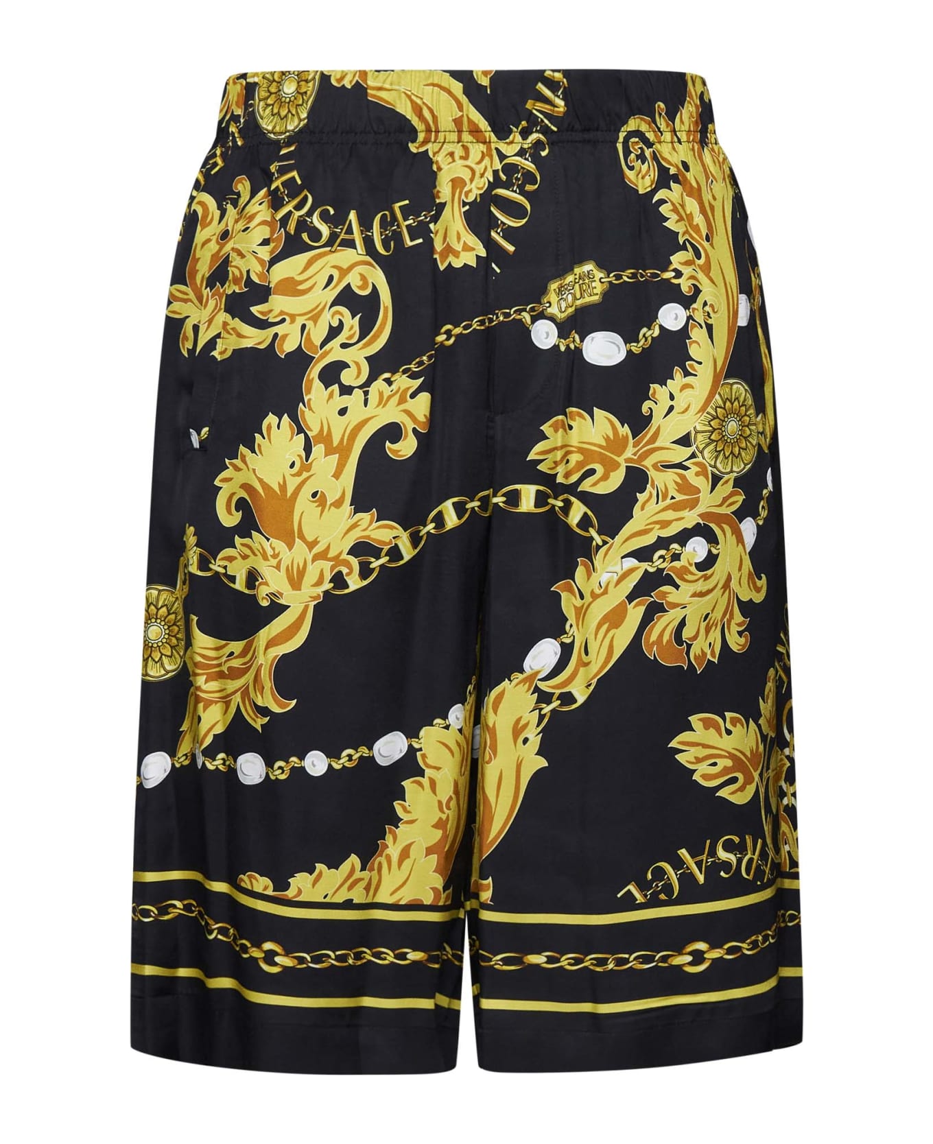 Versace Jeans Couture Chain Couture Bermuda Shorts - Black gold