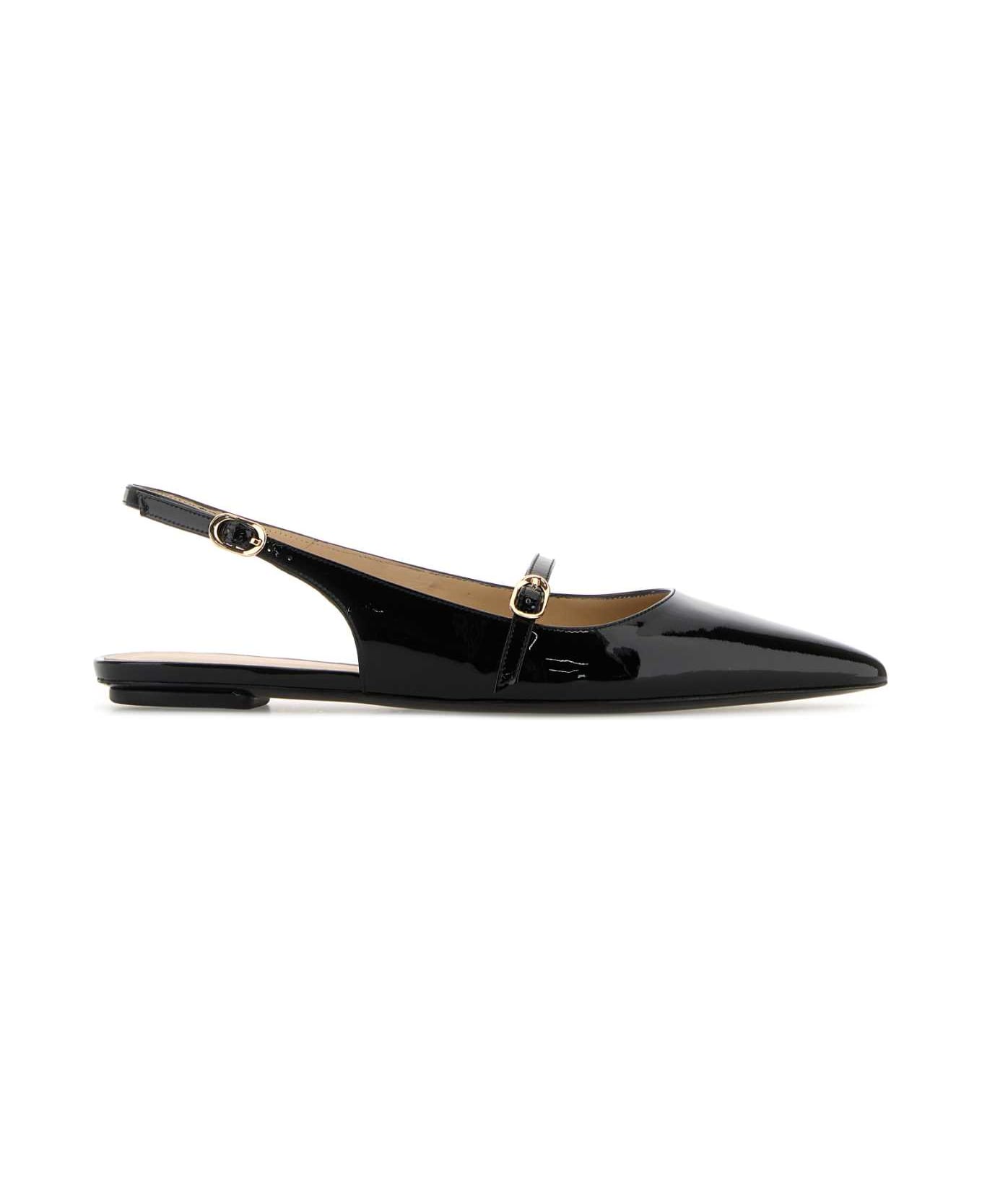 Stuart Weitzman Black Leather Emilia Ballerinas - Black