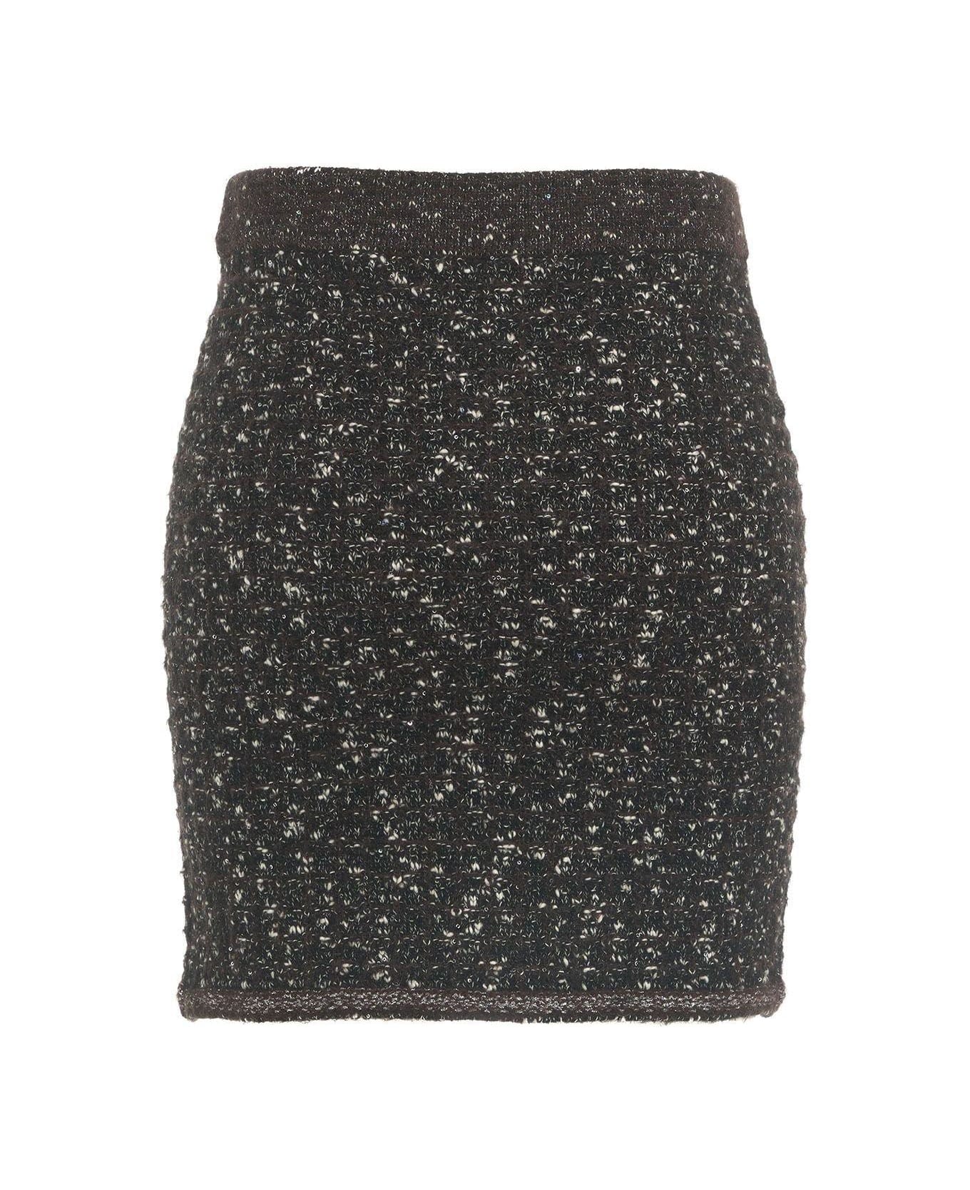 Pinko Vinacciolo Button Detailed Mini Skirt - NERO/MARRONE/BIANCO
