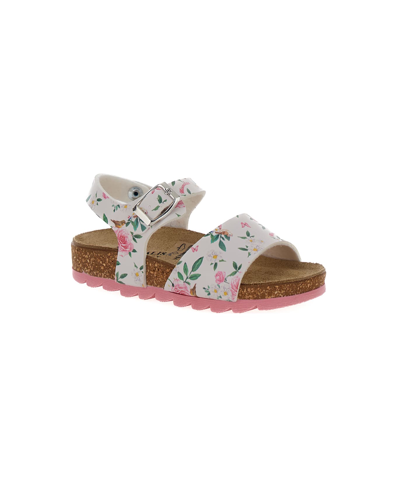 Monnalisa Multicolor Sandals With Floreal Print In Polyurethane Baby - White シューズ