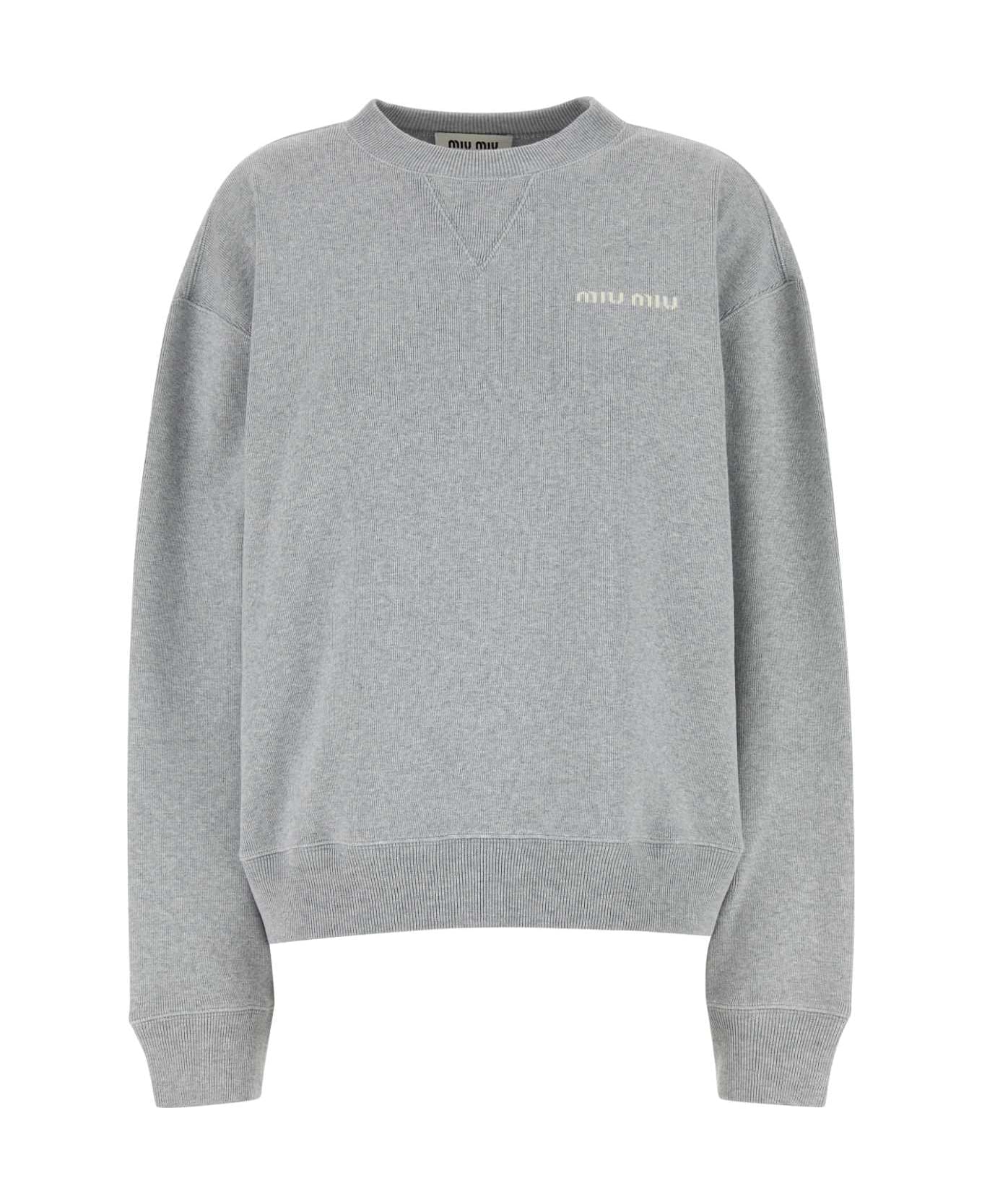 Miu Miu Grey Cotton Oversize Sweatshirt - GRIGIO