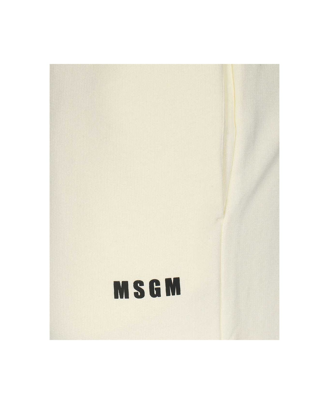 MSGM Logo Print Sweatpants - Ecru