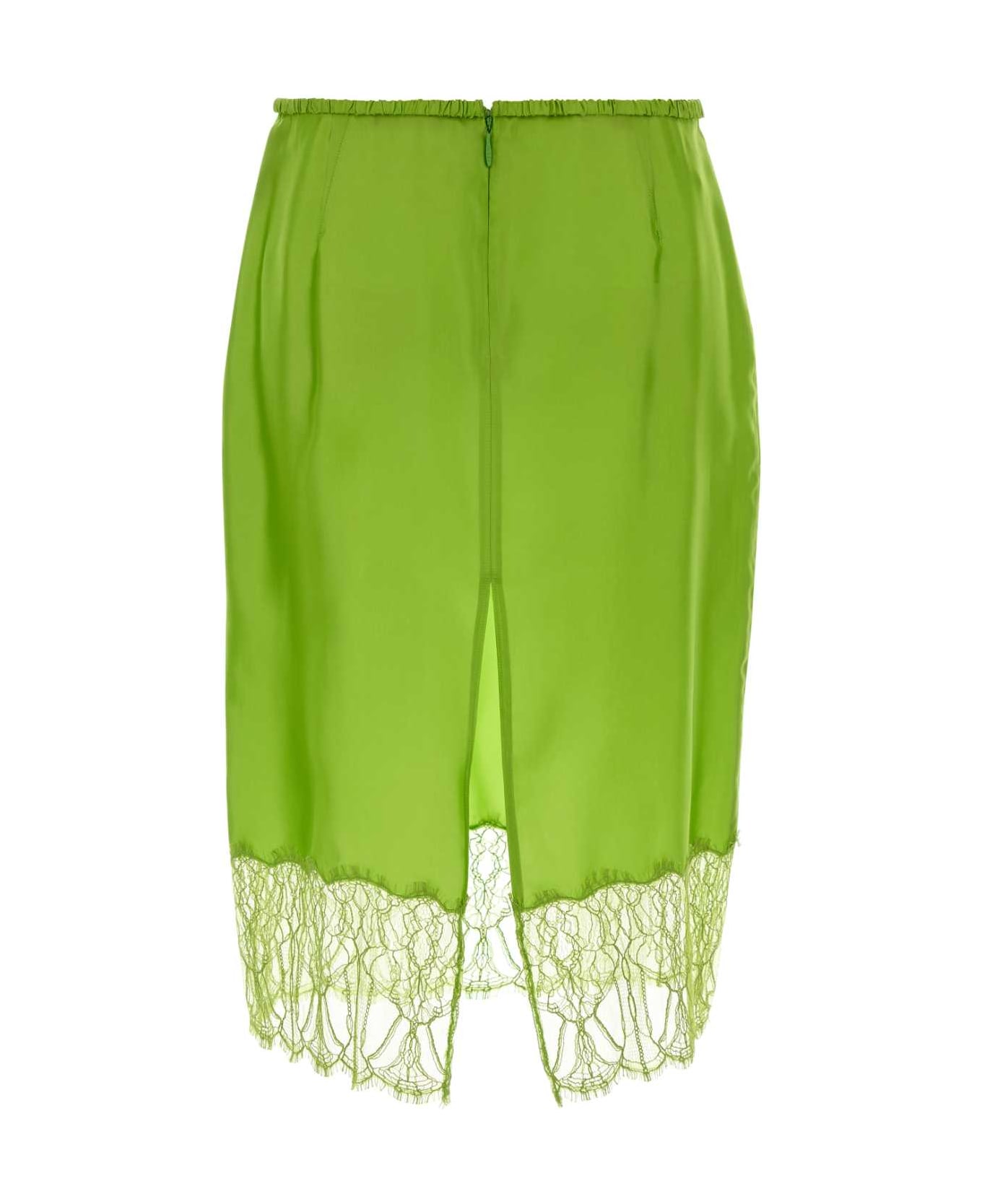 Gucci Fluo Green Satin Skirt - BRIGHTAPPLE
