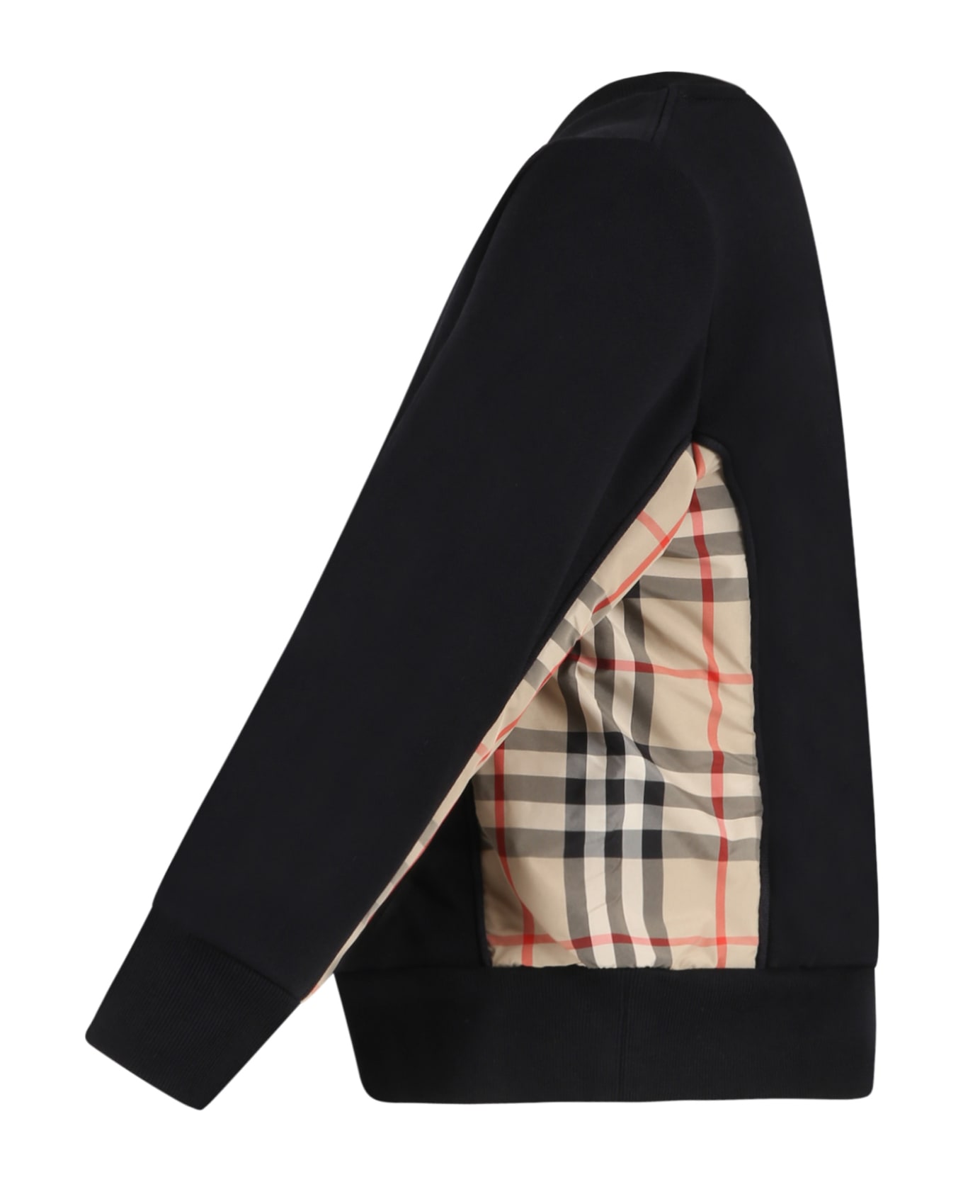 Burberry Black Sweatshirt For Kids With Vintage Check - Black