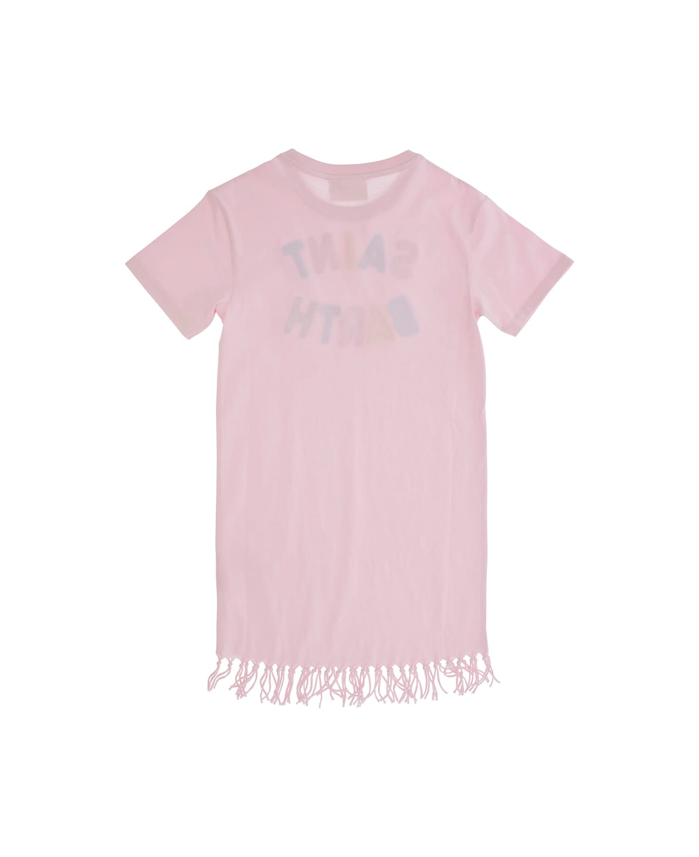 MC2 Saint Barth 
abbey
 Pink Dress With Round Neck And Logo Lettering Embroidery On The Front In Cotton Girl - Pink