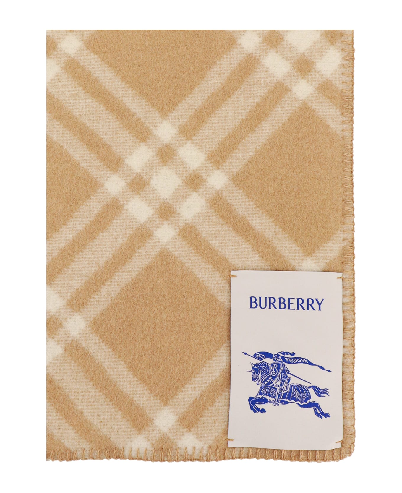 Burberry Archive Beige Wool Scarf With Vintage Check Pattern - Beige