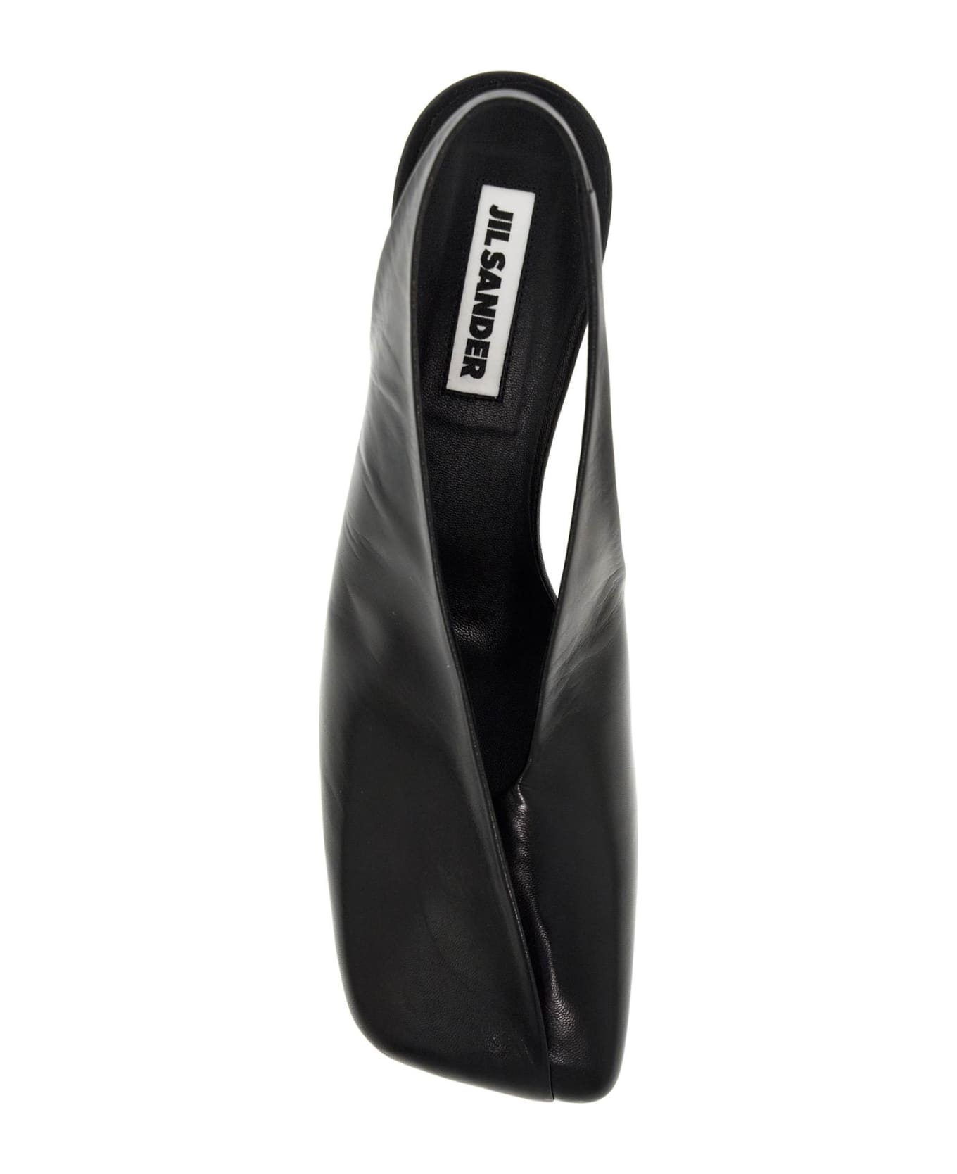 Jil Sander Shiny Leather Slingback Pumps - BLACK (Black)