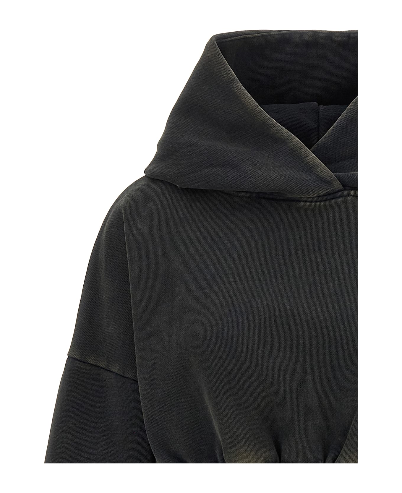 Entire Studios 'cropped Heavy Hood' Sweatshirt - Wb Washedblack